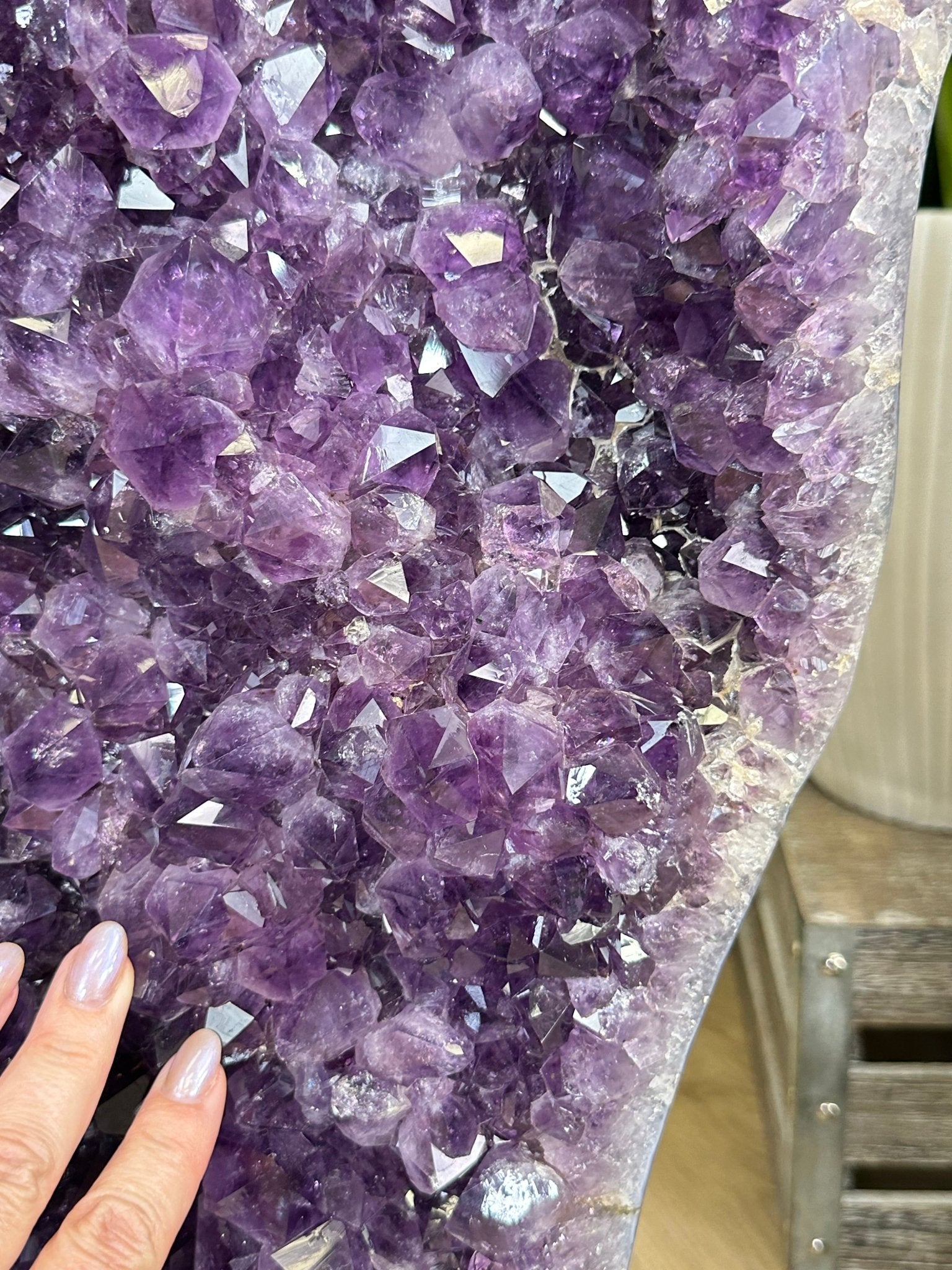 Extra Plus Quality Amethyst Clusters on Metal Stand, 161 lbs, 37" Tall #5491 - 0036 - Brazil GemsBrazil GemsExtra Plus Quality Amethyst Clusters on Metal Stand, 161 lbs, 37" Tall #5491 - 0036Clusters on Fixed Bases5491 - 0036