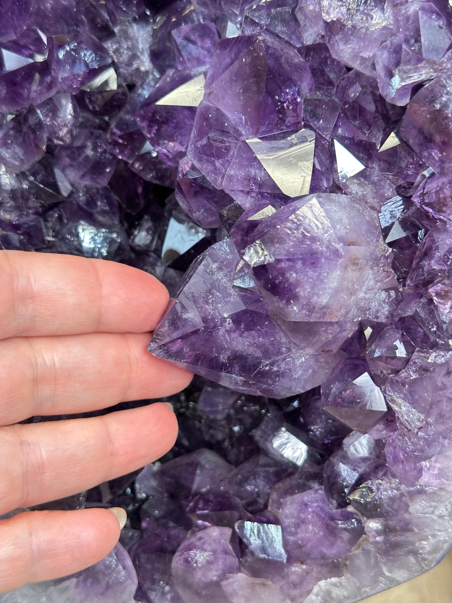 Extra Plus Quality Amethyst Clusters on Metal Stand, 161 lbs, 37" Tall #5491 - 0036 - Brazil GemsBrazil GemsExtra Plus Quality Amethyst Clusters on Metal Stand, 161 lbs, 37" Tall #5491 - 0036Clusters on Fixed Bases5491 - 0036