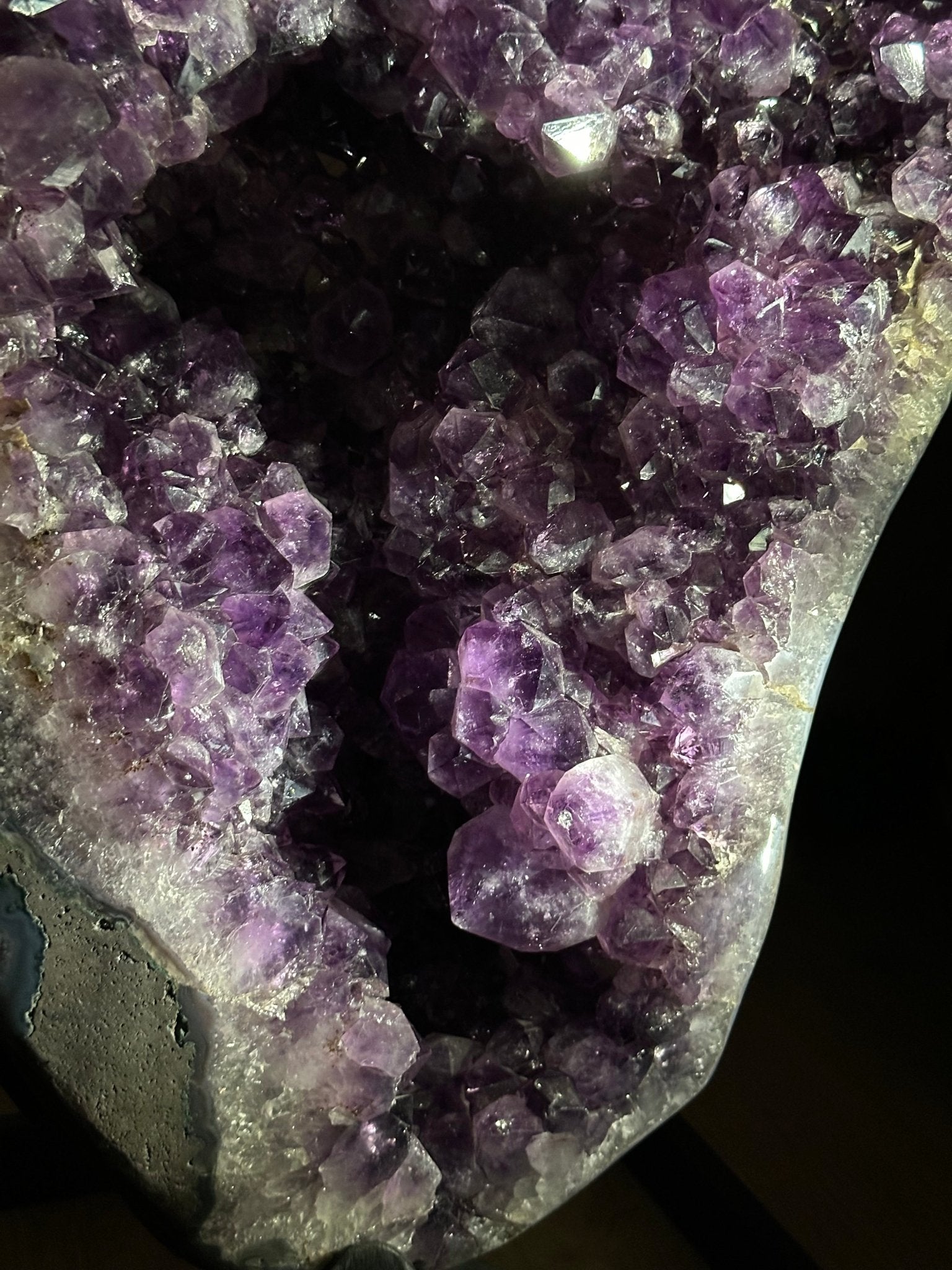 Extra Plus Quality Amethyst Clusters on Metal Stand, 161 lbs, 37" Tall #5491 - 0036 - Brazil GemsBrazil GemsExtra Plus Quality Amethyst Clusters on Metal Stand, 161 lbs, 37" Tall #5491 - 0036Clusters on Fixed Bases5491 - 0036
