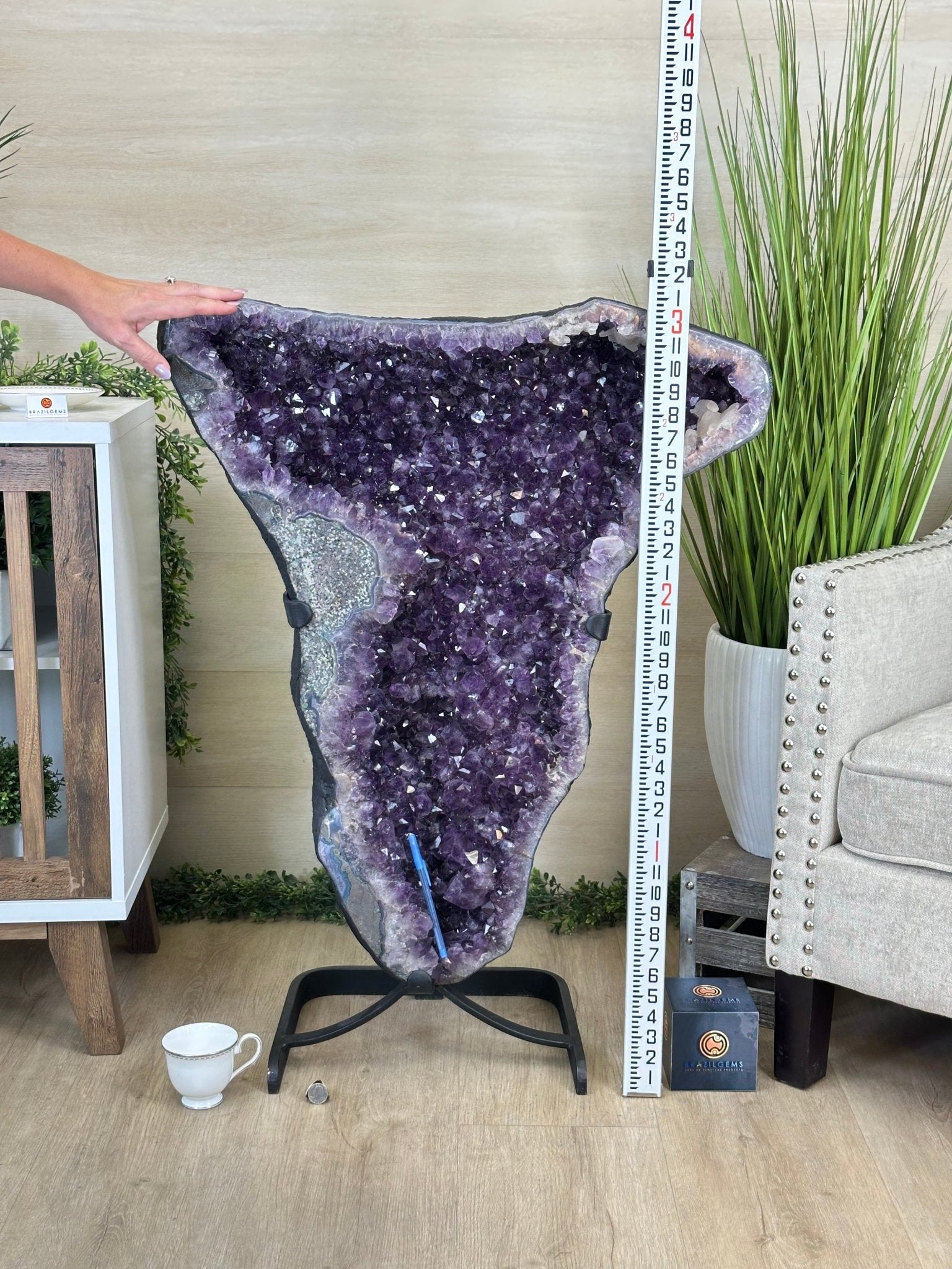 Extra Plus Quality Amethyst Clusters on Metal Stand, 161 lbs, 37" Tall #5491 - 0036 - Brazil GemsBrazil GemsExtra Plus Quality Amethyst Clusters on Metal Stand, 161 lbs, 37" Tall #5491 - 0036Clusters on Fixed Bases5491 - 0036