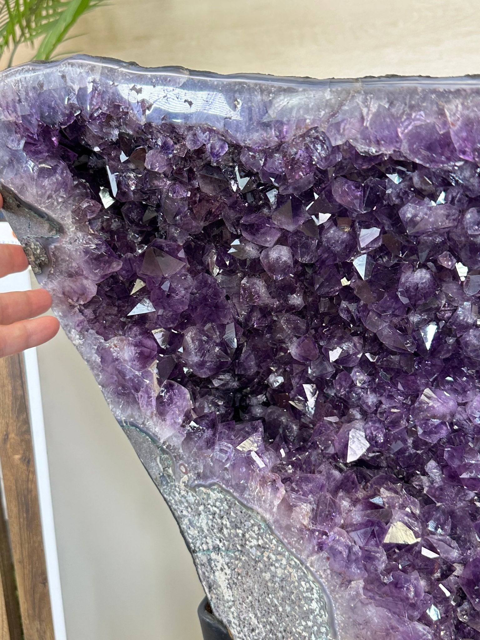 Extra Plus Quality Amethyst Clusters on Metal Stand, 161 lbs, 37" Tall #5491 - 0036 - Brazil GemsBrazil GemsExtra Plus Quality Amethyst Clusters on Metal Stand, 161 lbs, 37" Tall #5491 - 0036Clusters on Fixed Bases5491 - 0036