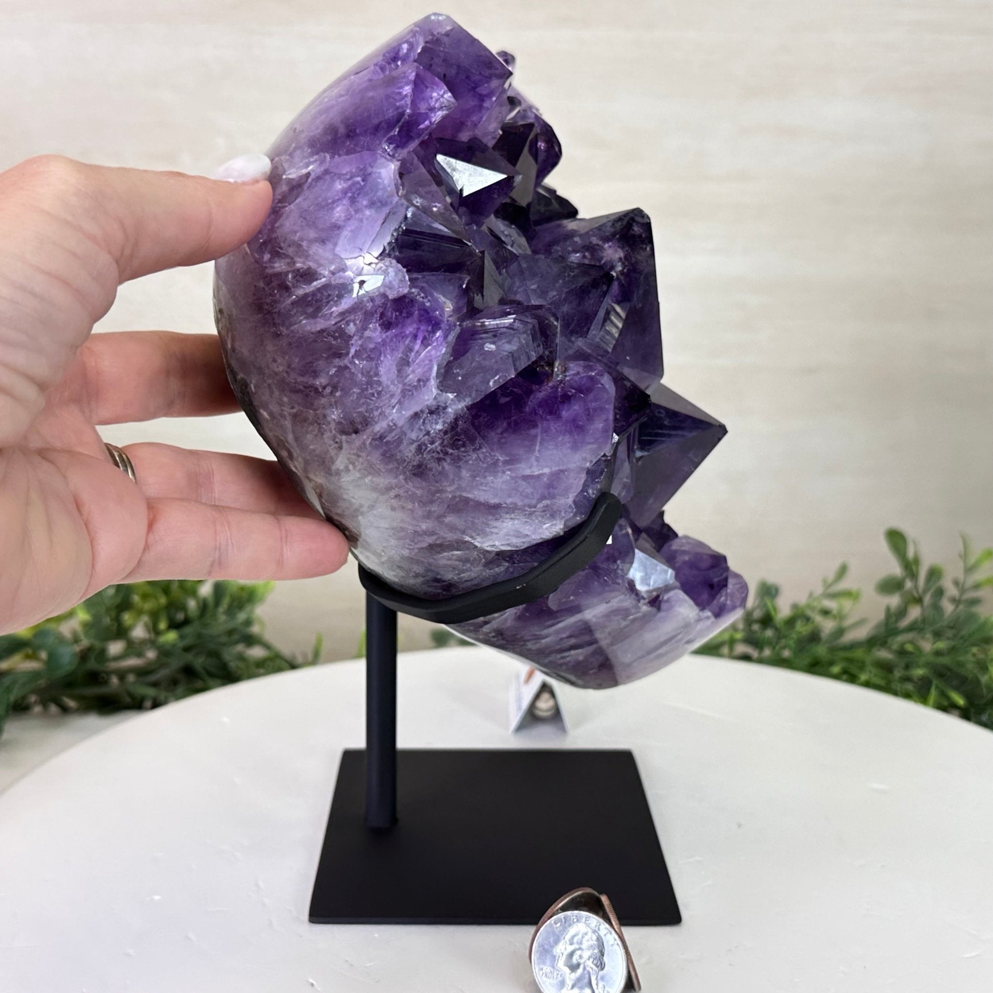 Extra Plus Quality Amethyst Heart Geode on stand, 10.4 lbs & 9.2" Tall #5463 - 0359 - Brazil GemsBrazil GemsExtra Plus Quality Amethyst Heart Geode on stand, 10.4 lbs & 9.2" Tall #5463 - 0359Hearts5463 - 0359