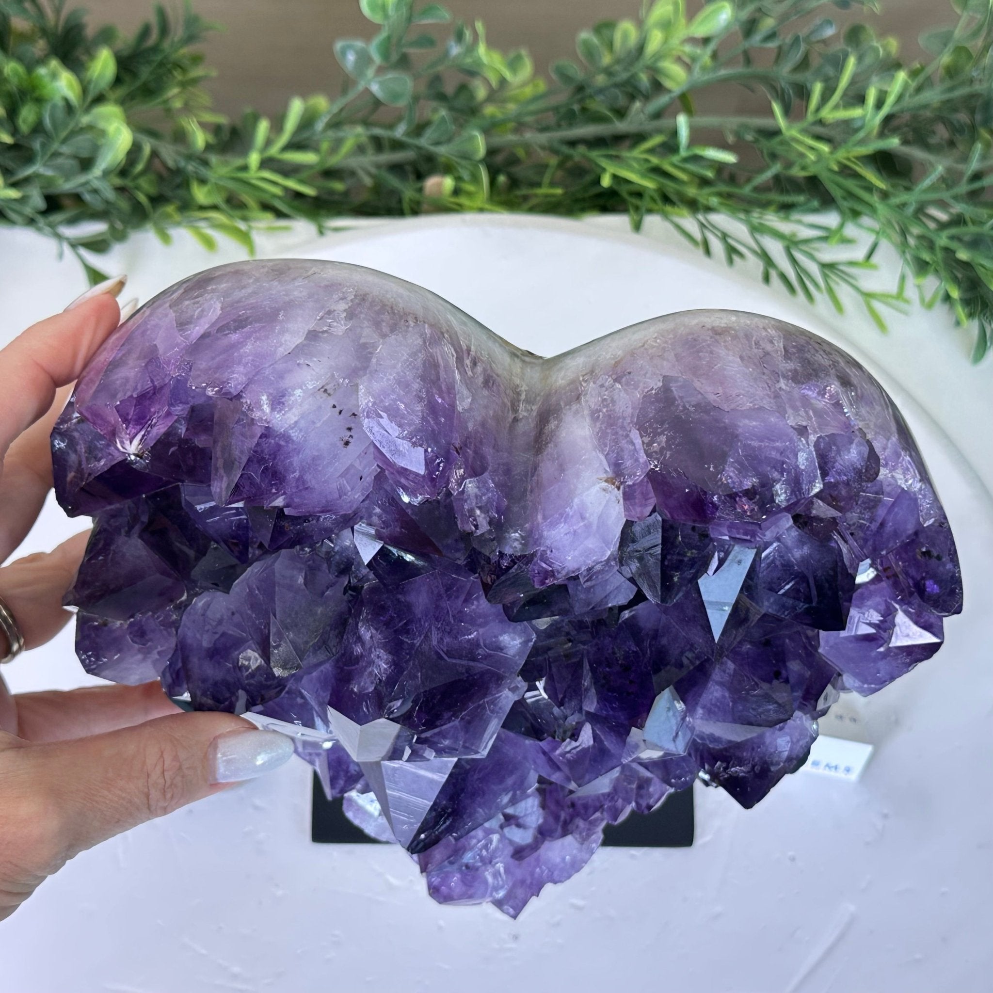 Extra Plus Quality Amethyst Heart Geode on stand, 10.4 lbs & 9.2" Tall #5463 - 0359 - Brazil GemsBrazil GemsExtra Plus Quality Amethyst Heart Geode on stand, 10.4 lbs & 9.2" Tall #5463 - 0359Hearts5463 - 0359