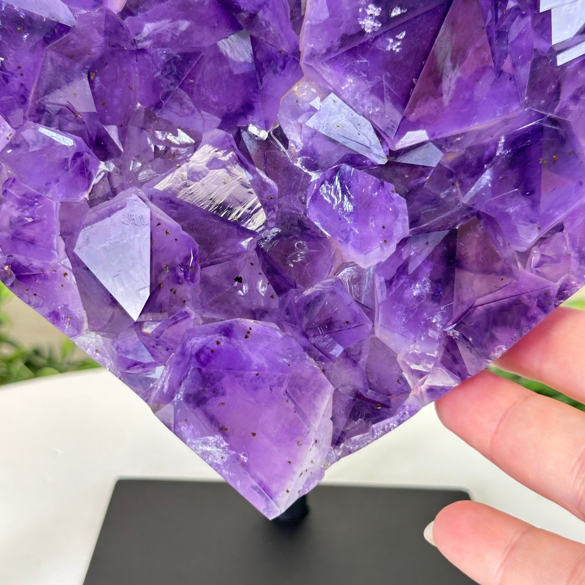 Extra Plus Quality Amethyst Heart Geode on stand, 11.3 lbs & 9.9" Tall #5463 - 0362 - Brazil GemsBrazil GemsExtra Plus Quality Amethyst Heart Geode on stand, 11.3 lbs & 9.9" Tall #5463 - 0362Hearts5463 - 0362