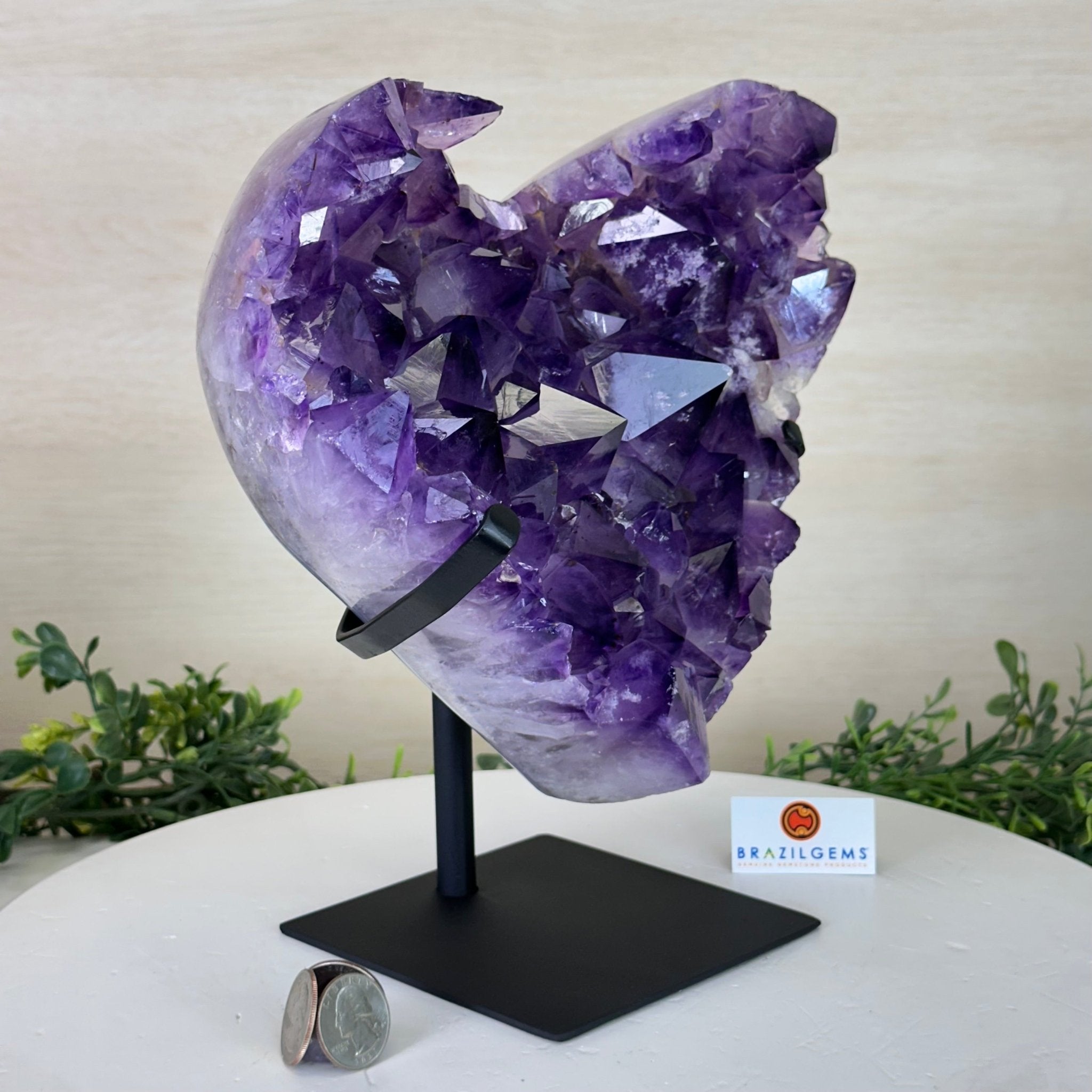 Extra Plus Quality Amethyst Heart Geode on stand, 11.3 lbs & 9.9" Tall #5463 - 0362 - Brazil GemsBrazil GemsExtra Plus Quality Amethyst Heart Geode on stand, 11.3 lbs & 9.9" Tall #5463 - 0362Hearts5463 - 0362