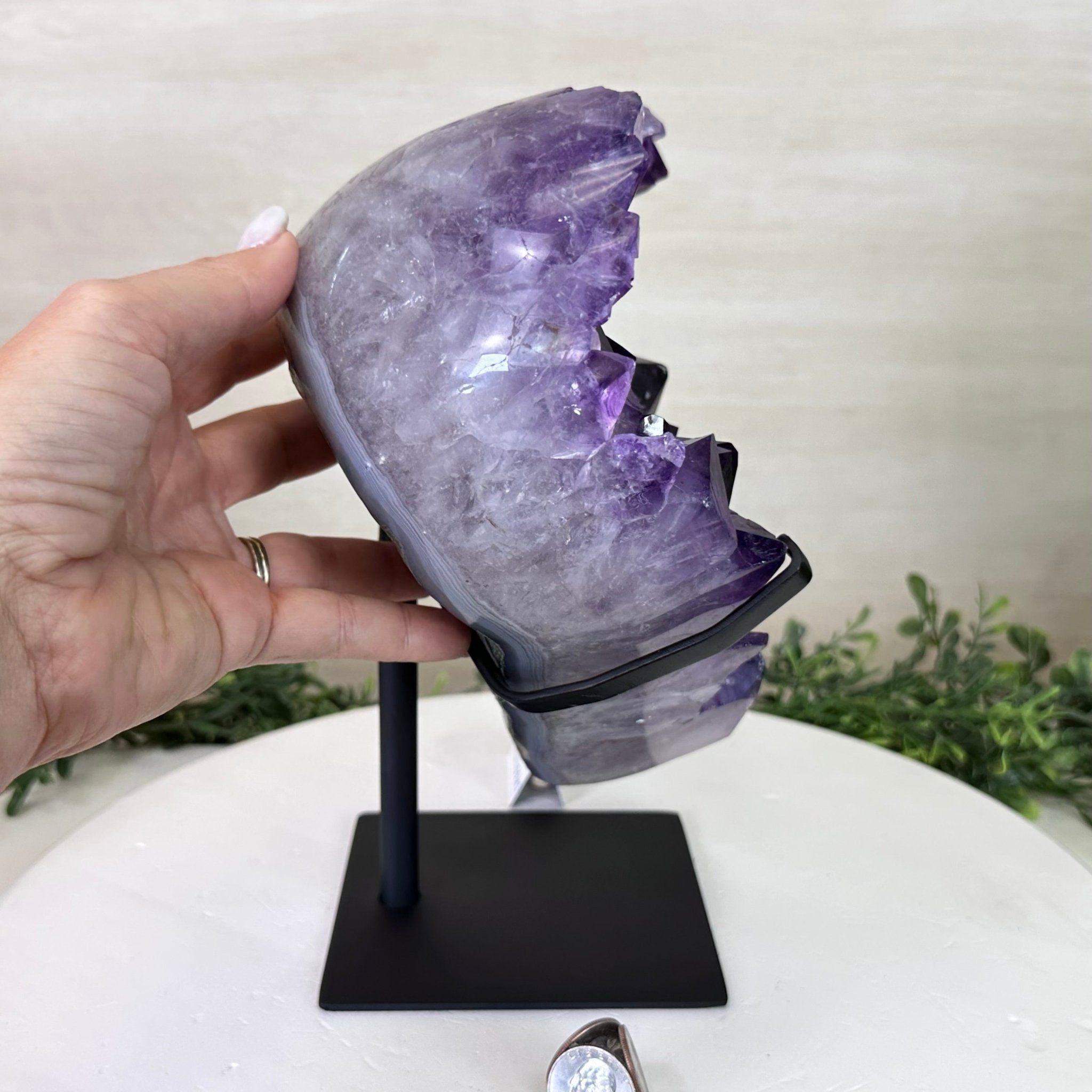 Extra Plus Quality Amethyst Heart Geode on stand, 11.3 lbs & 9.9" Tall #5463 - 0362 - Brazil GemsBrazil GemsExtra Plus Quality Amethyst Heart Geode on stand, 11.3 lbs & 9.9" Tall #5463 - 0362Hearts5463 - 0362