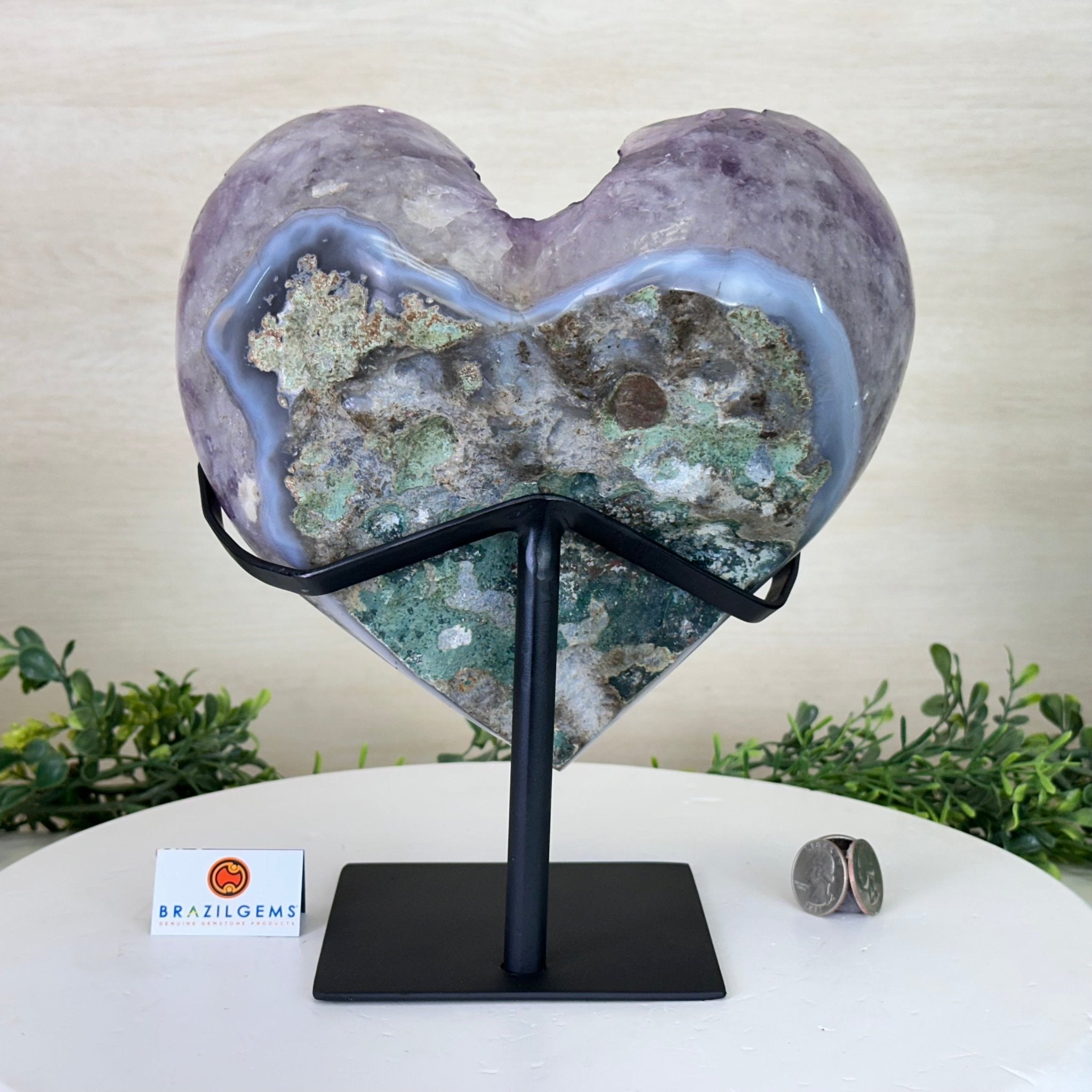 Extra Plus Quality Amethyst Heart Geode on stand, 11.3 lbs & 9.9" Tall #5463 - 0362 - Brazil GemsBrazil GemsExtra Plus Quality Amethyst Heart Geode on stand, 11.3 lbs & 9.9" Tall #5463 - 0362Hearts5463 - 0362