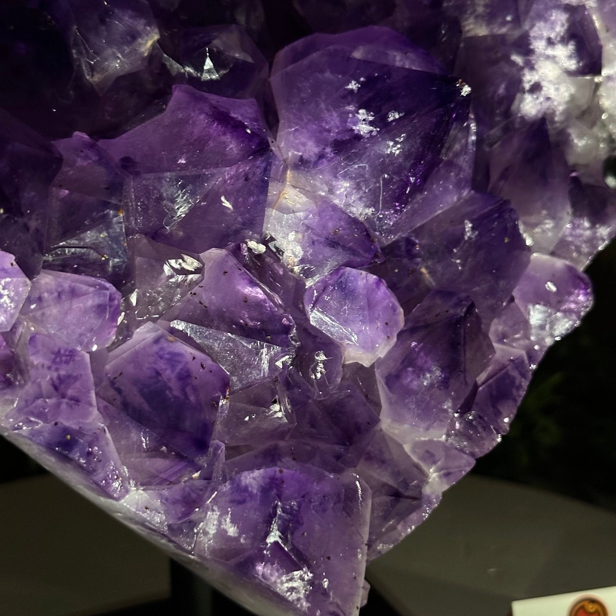 Extra Plus Quality Amethyst Heart Geode on stand, 11.3 lbs & 9.9" Tall #5463 - 0362 - Brazil GemsBrazil GemsExtra Plus Quality Amethyst Heart Geode on stand, 11.3 lbs & 9.9" Tall #5463 - 0362Hearts5463 - 0362