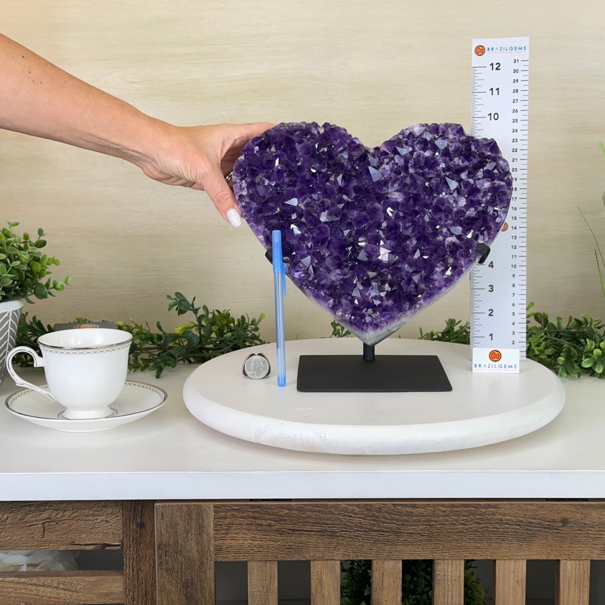 Extra Plus Quality Amethyst Heart Geode on stand, 11.8 lbs & 9.9" Tall #5463 - 0363 - Brazil GemsBrazil GemsExtra Plus Quality Amethyst Heart Geode on stand, 11.8 lbs & 9.9" Tall #5463 - 0363Hearts5463 - 0363