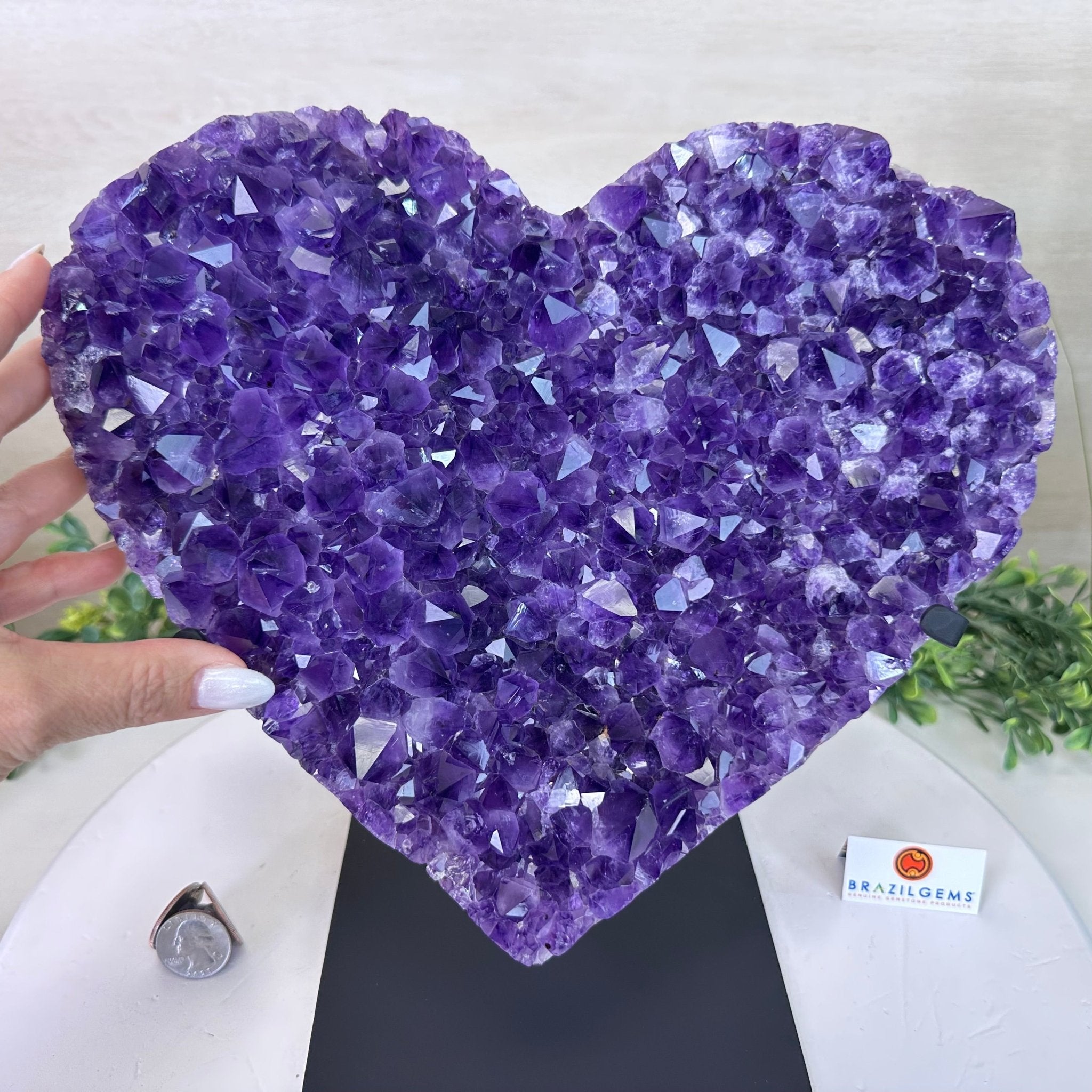 Extra Plus Quality Amethyst Heart Geode on stand, 11.8 lbs & 9.9" Tall #5463 - 0363 - Brazil GemsBrazil GemsExtra Plus Quality Amethyst Heart Geode on stand, 11.8 lbs & 9.9" Tall #5463 - 0363Hearts5463 - 0363