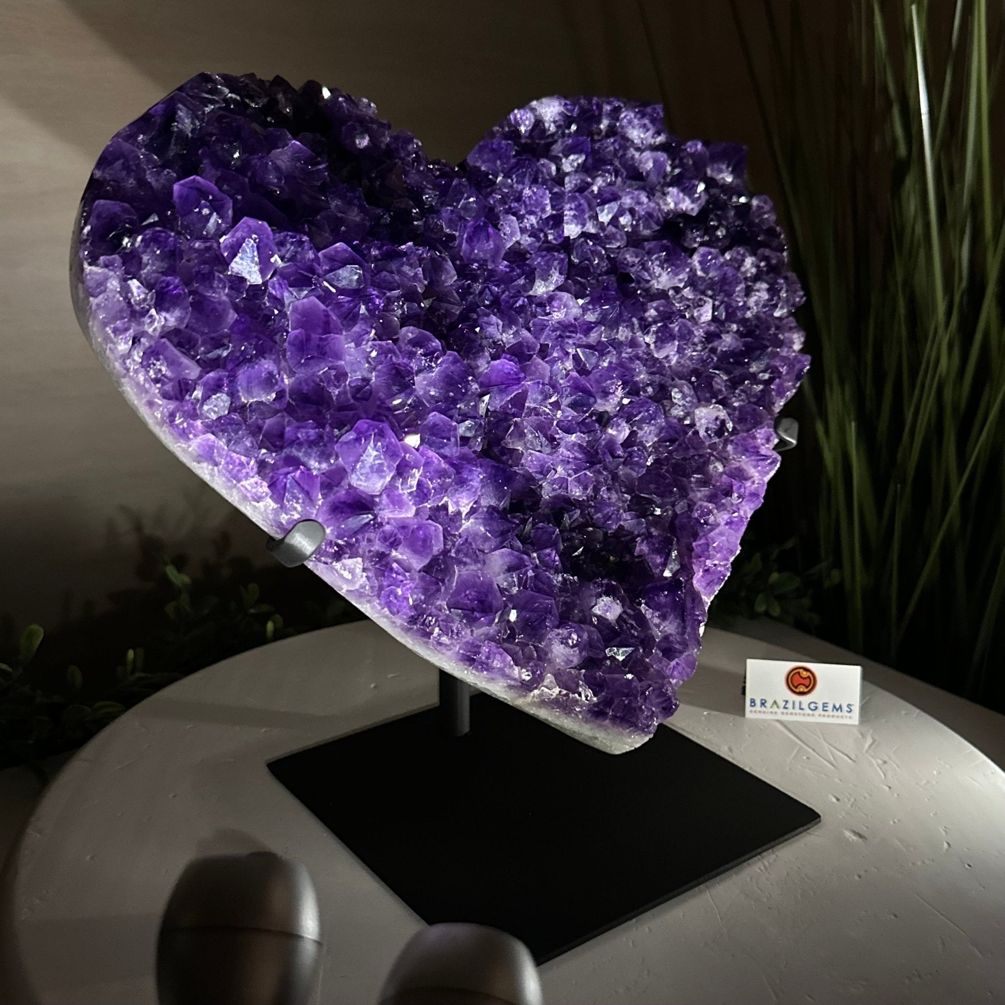 Extra Plus Quality Amethyst Heart Geode on stand, 11.8 lbs & 9.9" Tall #5463 - 0363 - Brazil GemsBrazil GemsExtra Plus Quality Amethyst Heart Geode on stand, 11.8 lbs & 9.9" Tall #5463 - 0363Hearts5463 - 0363