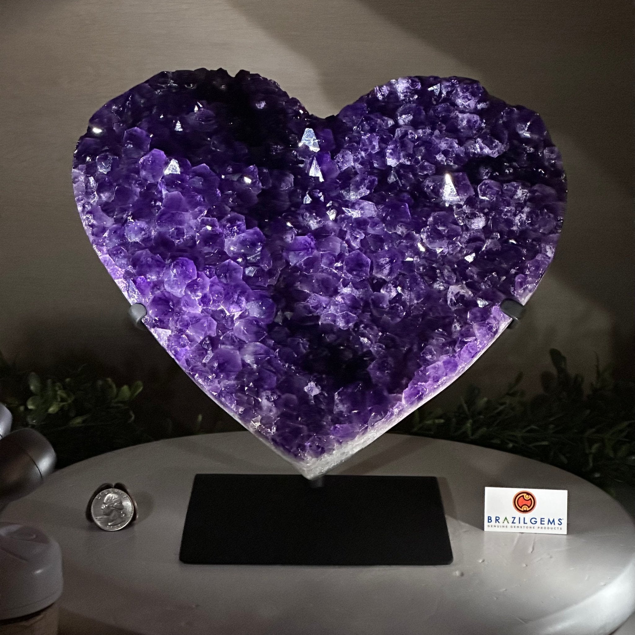 Extra Plus Quality Amethyst Heart Geode on stand, 11.8 lbs & 9.9" Tall #5463 - 0363 - Brazil GemsBrazil GemsExtra Plus Quality Amethyst Heart Geode on stand, 11.8 lbs & 9.9" Tall #5463 - 0363Hearts5463 - 0363