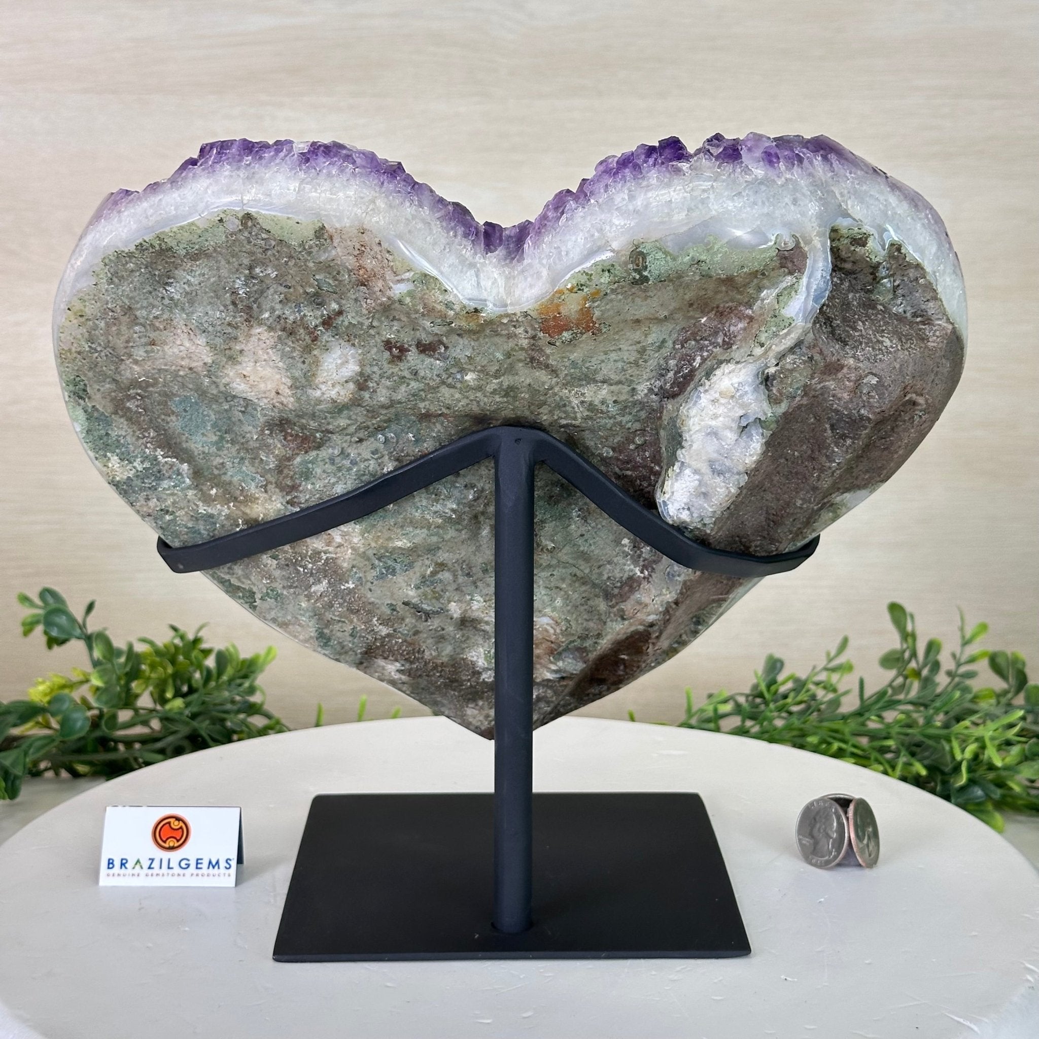 Extra Plus Quality Amethyst Heart Geode on stand, 11.8 lbs & 9.9" Tall #5463 - 0363 - Brazil GemsBrazil GemsExtra Plus Quality Amethyst Heart Geode on stand, 11.8 lbs & 9.9" Tall #5463 - 0363Hearts5463 - 0363