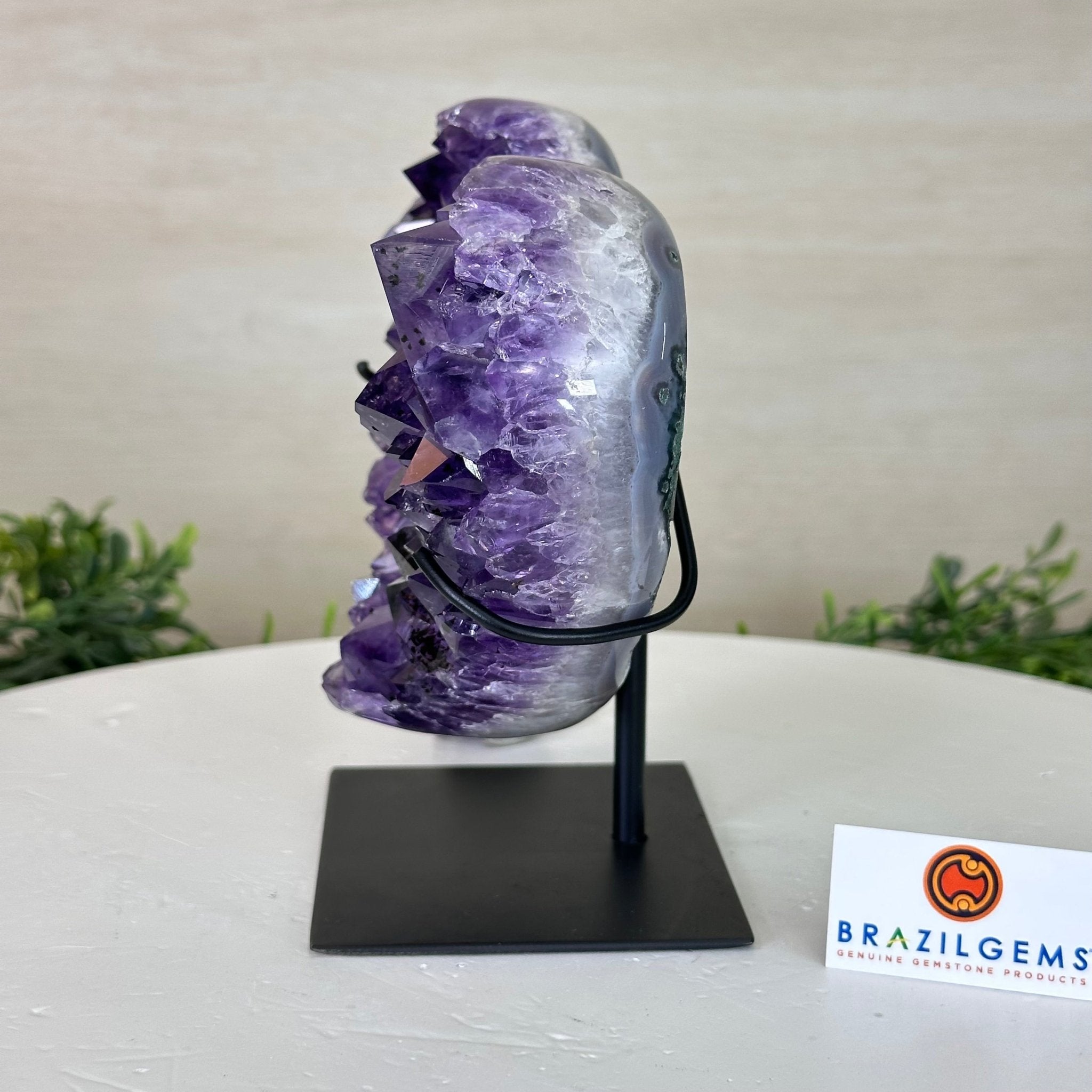 Extra Plus Quality Amethyst Heart Geode on stand, 2.7 lbs & 5.7" Tall #5463 - 0342 - Brazil GemsBrazil GemsExtra Plus Quality Amethyst Heart Geode on stand, 2.7 lbs & 5.7" Tall #5463 - 0342Hearts5463 - 0342