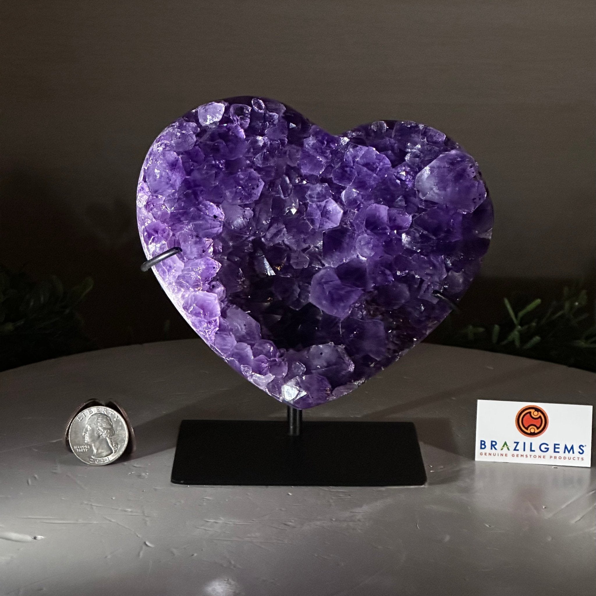 Extra Plus Quality Amethyst Heart Geode on stand, 2.7 lbs & 5.7" Tall #5463 - 0342 - Brazil GemsBrazil GemsExtra Plus Quality Amethyst Heart Geode on stand, 2.7 lbs & 5.7" Tall #5463 - 0342Hearts5463 - 0342