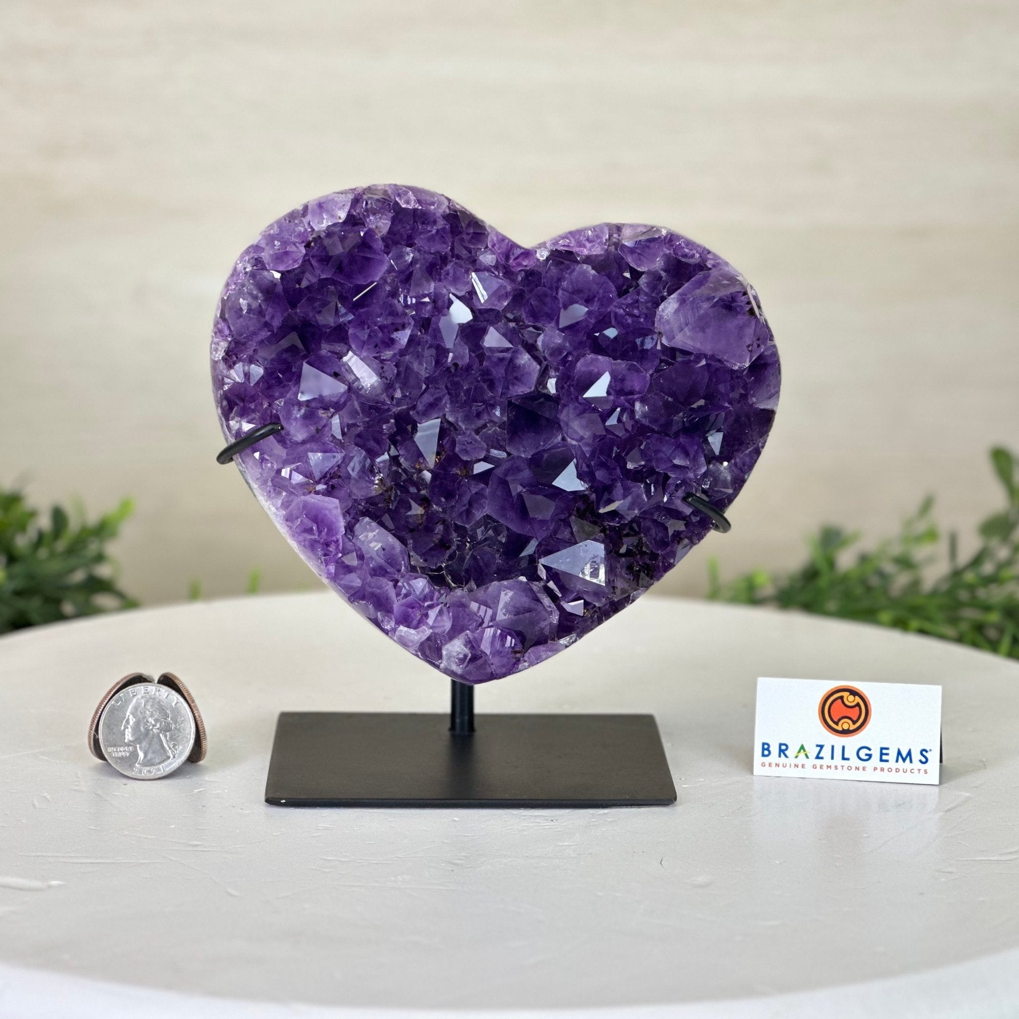 Extra Plus Quality Amethyst Heart Geode on stand, 2.7 lbs & 5.7" Tall #5463 - 0342 - Brazil GemsBrazil GemsExtra Plus Quality Amethyst Heart Geode on stand, 2.7 lbs & 5.7" Tall #5463 - 0342Hearts5463 - 0342