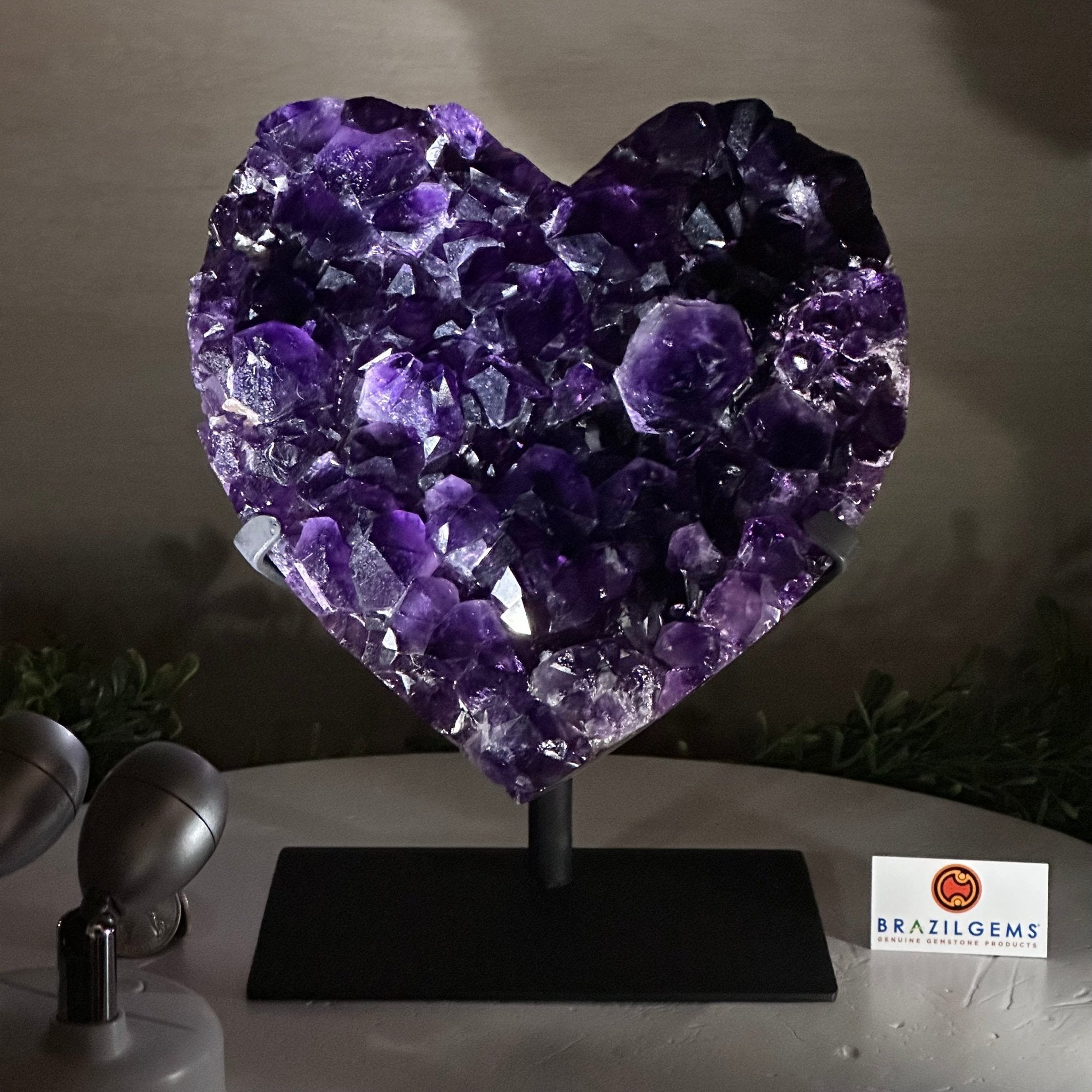 Extra Plus Quality Amethyst Heart Geode on stand, 7.7 lbs & 9" Tall #5463 - 0361 - Brazil GemsBrazil GemsExtra Plus Quality Amethyst Heart Geode on stand, 7.7 lbs & 9" Tall #5463 - 0361Hearts5463 - 0361