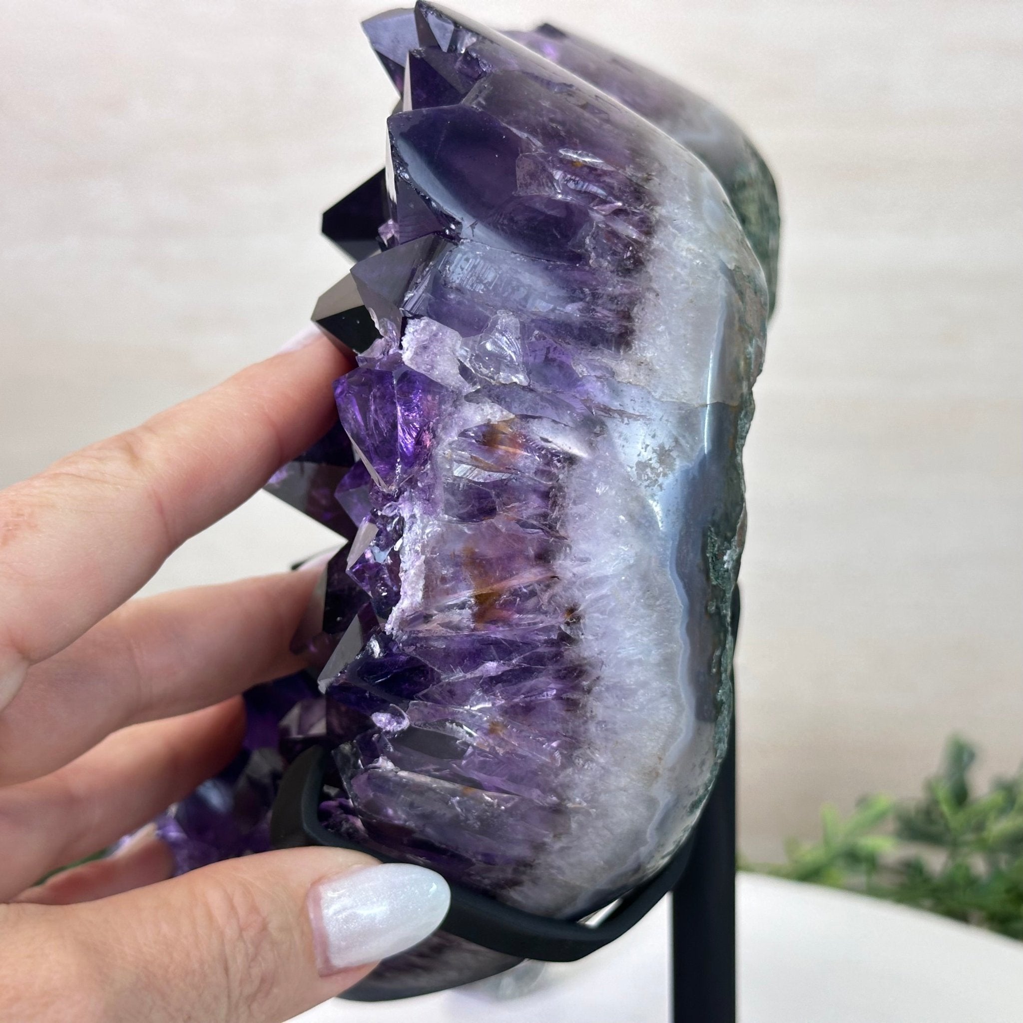 Extra Plus Quality Amethyst Heart Geode on stand, 7.7 lbs & 9" Tall #5463 - 0361 - Brazil GemsBrazil GemsExtra Plus Quality Amethyst Heart Geode on stand, 7.7 lbs & 9" Tall #5463 - 0361Hearts5463 - 0361