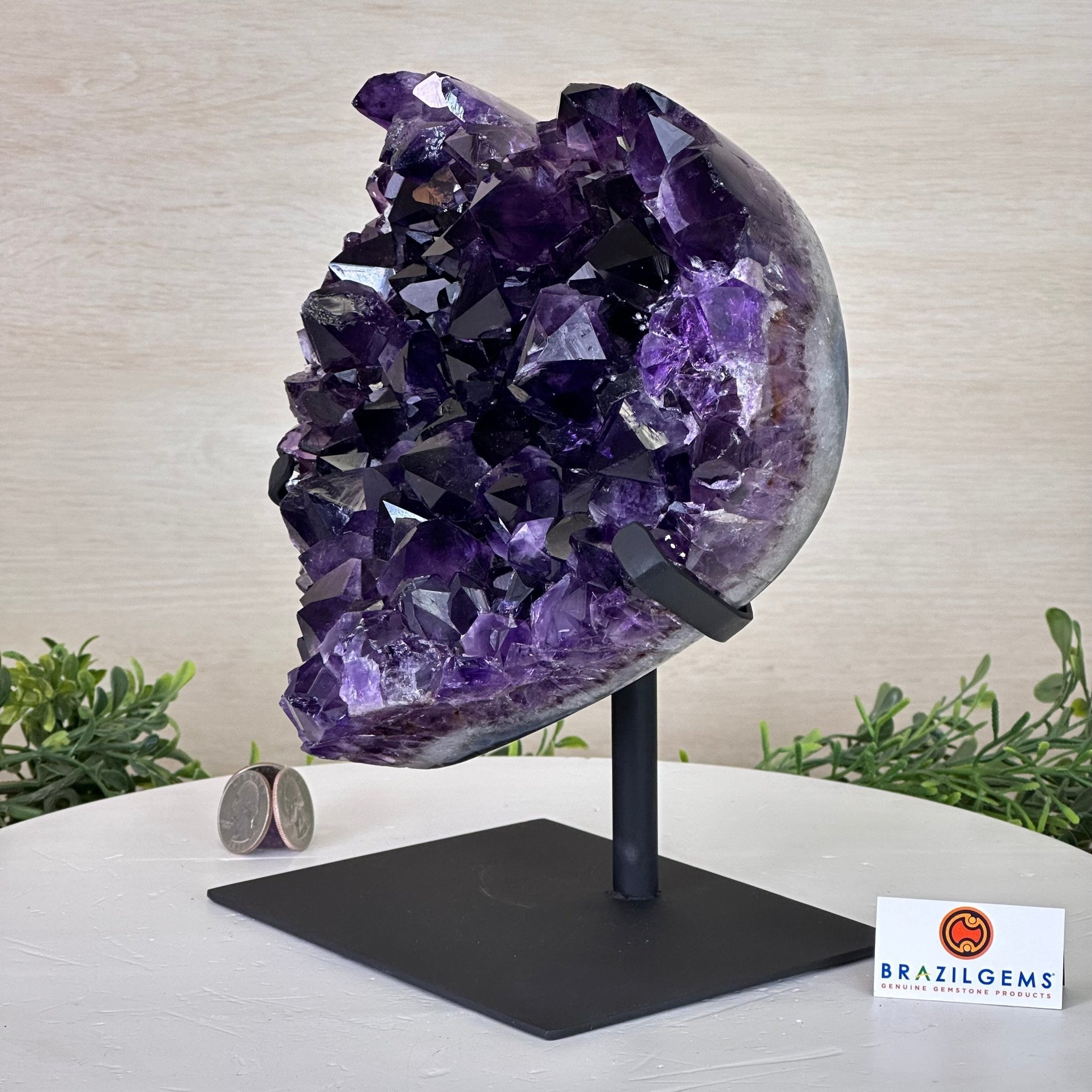 Extra Plus Quality Amethyst Heart Geode on stand, 7.7 lbs & 9" Tall #5463 - 0361 - Brazil GemsBrazil GemsExtra Plus Quality Amethyst Heart Geode on stand, 7.7 lbs & 9" Tall #5463 - 0361Hearts5463 - 0361