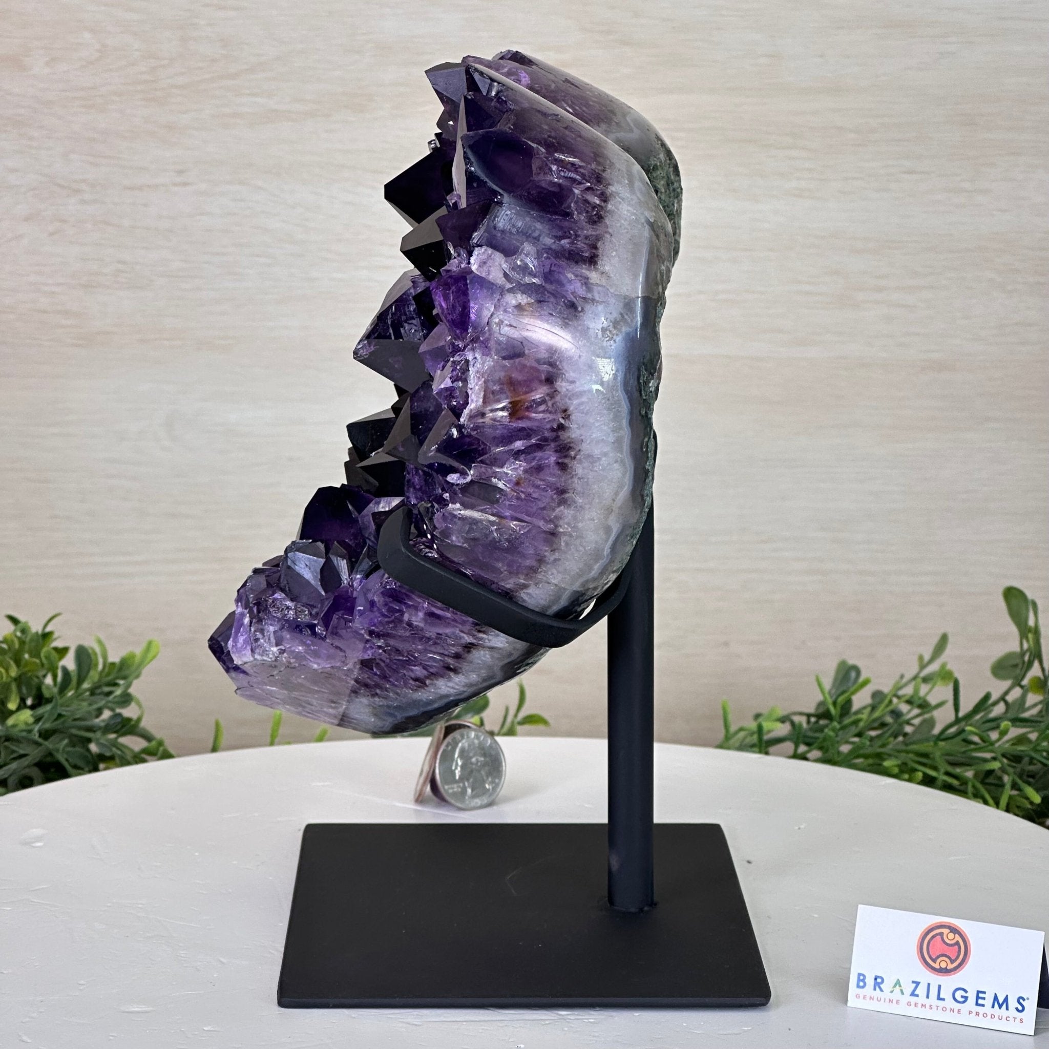 Extra Plus Quality Amethyst Heart Geode on stand, 7.7 lbs & 9" Tall #5463 - 0361 - Brazil GemsBrazil GemsExtra Plus Quality Amethyst Heart Geode on stand, 7.7 lbs & 9" Tall #5463 - 0361Hearts5463 - 0361