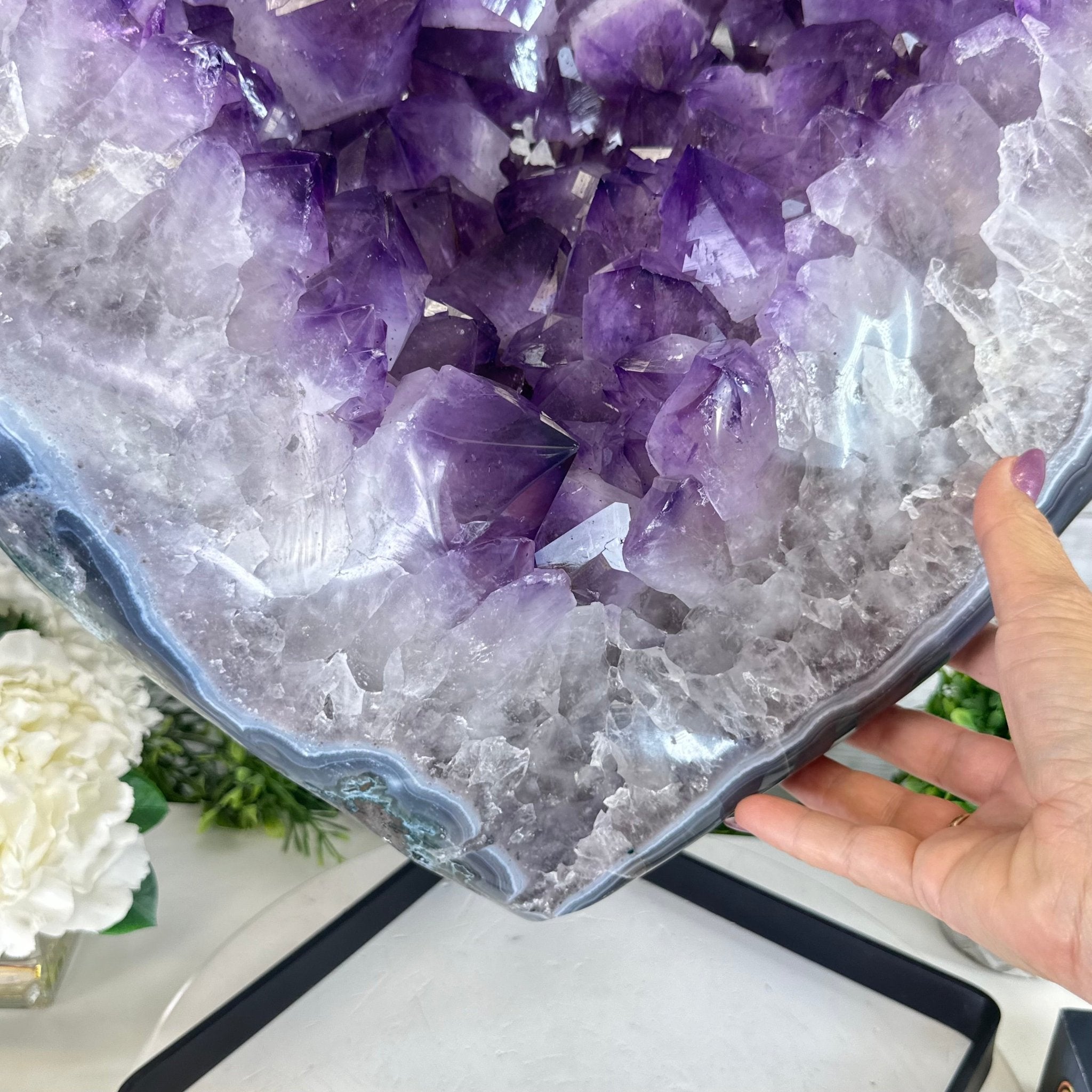 Extra Plus Quality Amethyst Heart Geode w/ metal stand, 88.6 lbs & 21" Tall #5463 - 0365 - Brazil GemsBrazil GemsExtra Plus Quality Amethyst Heart Geode w/ metal stand, 88.6 lbs & 21" Tall #5463 - 0365Hearts5463 - 0365