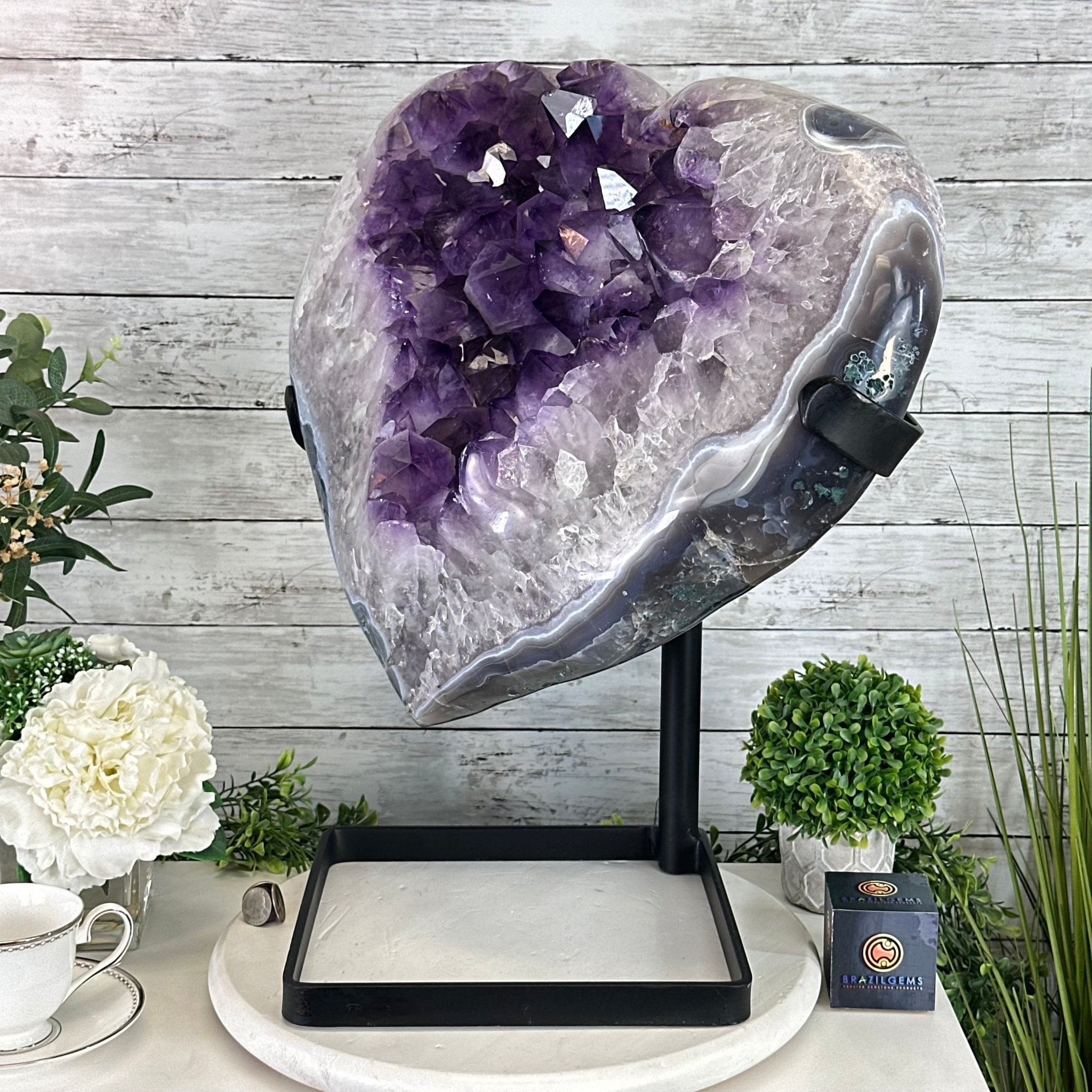 Extra Plus Quality Amethyst Heart Geode w/ metal stand, 88.6 lbs & 21" Tall #5463 - 0365 - Brazil GemsBrazil GemsExtra Plus Quality Amethyst Heart Geode w/ metal stand, 88.6 lbs & 21" Tall #5463 - 0365Hearts5463 - 0365