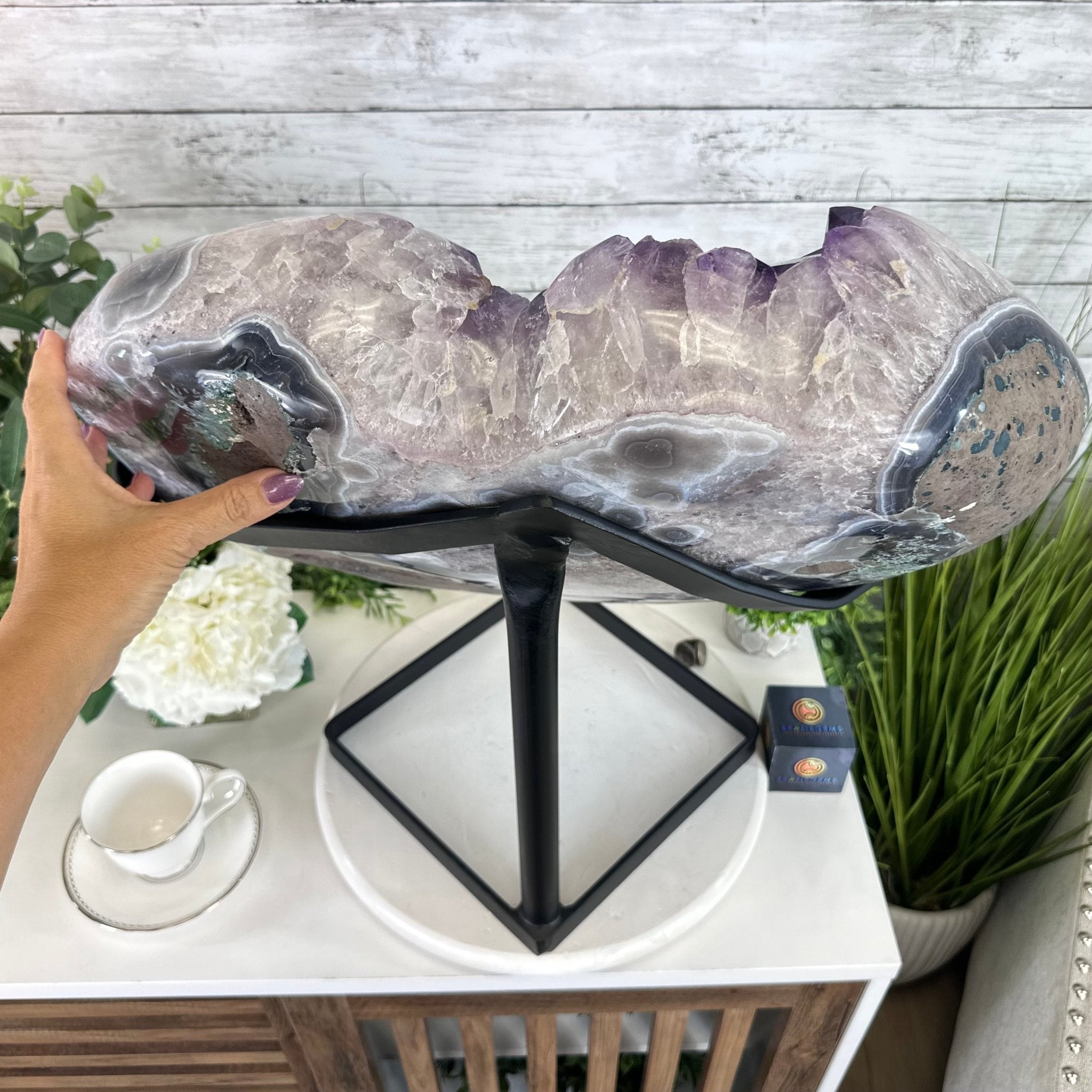 Extra Plus Quality Amethyst Heart Geode w/ metal stand, 88.6 lbs & 21" Tall #5463 - 0365 - Brazil GemsBrazil GemsExtra Plus Quality Amethyst Heart Geode w/ metal stand, 88.6 lbs & 21" Tall #5463 - 0365Hearts5463 - 0365