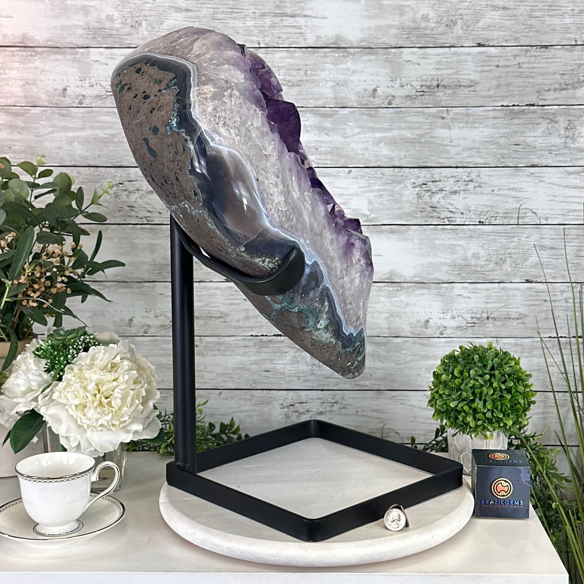 Extra Plus Quality Amethyst Heart Geode w/ metal stand, 88.6 lbs & 21" Tall #5463 - 0365 - Brazil GemsBrazil GemsExtra Plus Quality Amethyst Heart Geode w/ metal stand, 88.6 lbs & 21" Tall #5463 - 0365Hearts5463 - 0365