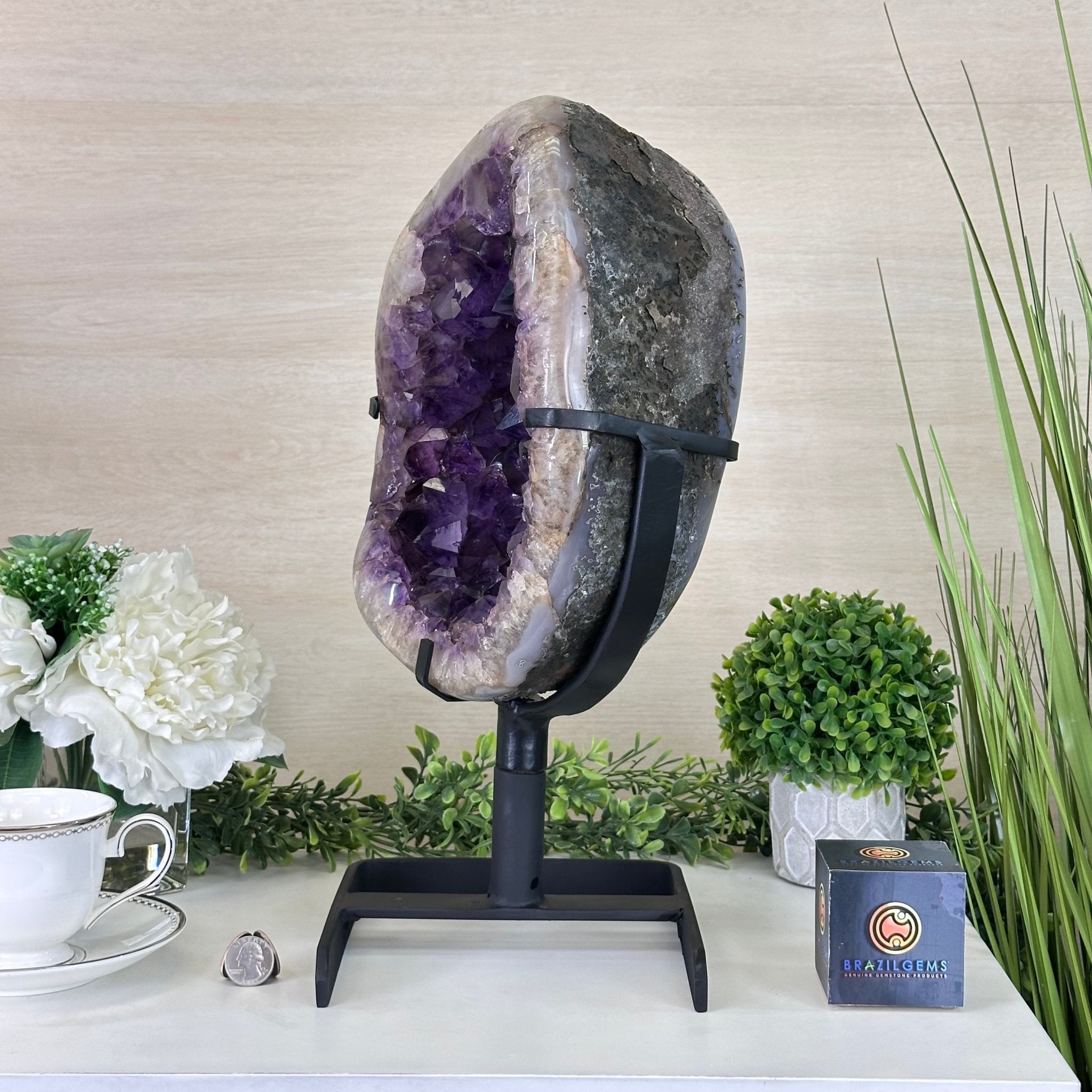 Extra Plus Quality Amethyst Portal, Metal Stand, 25.2 lbs & 17" Tall #5604 - 0113 - Brazil GemsBrazil GemsExtra Plus Quality Amethyst Portal, Metal Stand, 25.2 lbs & 17" Tall #5604 - 0113Portals on Rotating Bases5604 - 0113