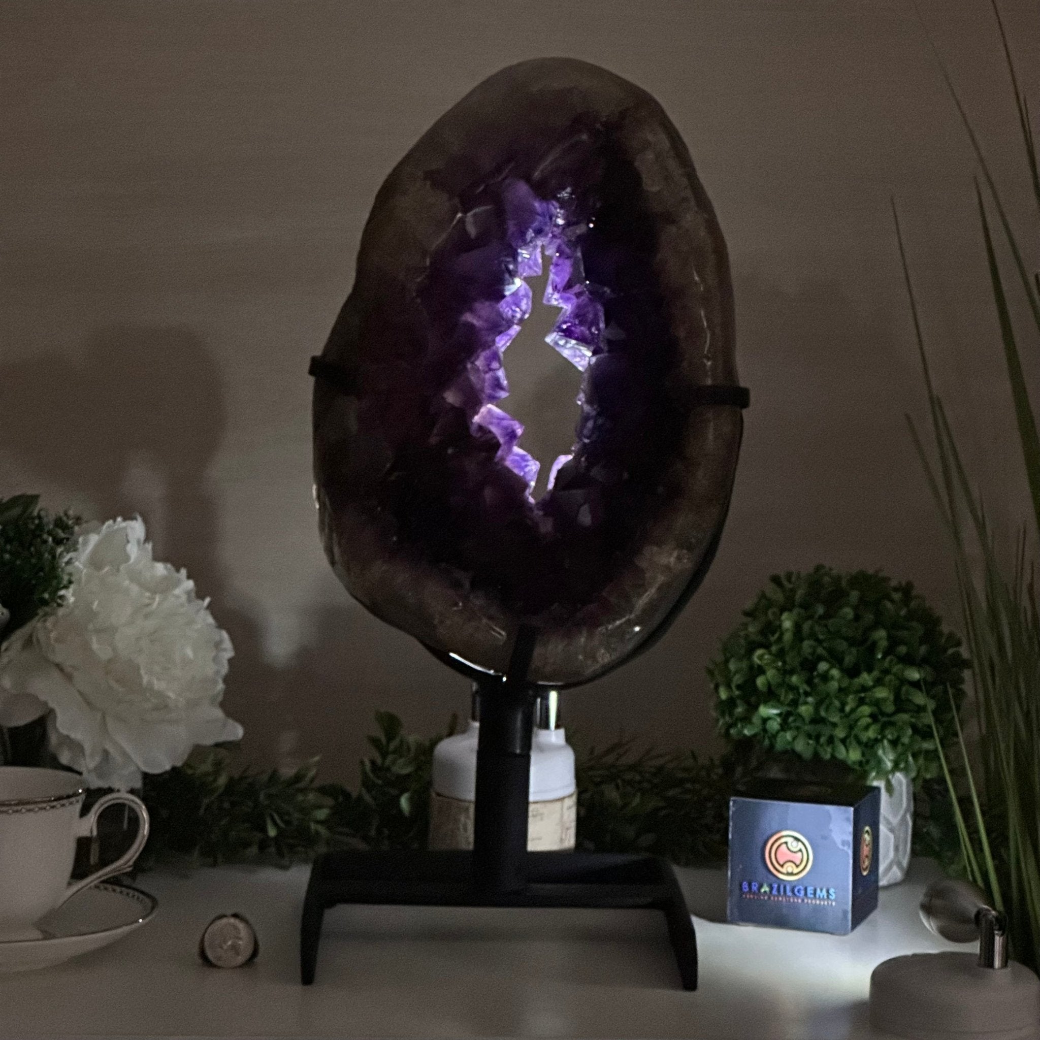 Extra Plus Quality Amethyst Portal, Metal Stand, 25.2 lbs & 17" Tall #5604 - 0113 - Brazil GemsBrazil GemsExtra Plus Quality Amethyst Portal, Metal Stand, 25.2 lbs & 17" Tall #5604 - 0113Portals on Rotating Bases5604 - 0113