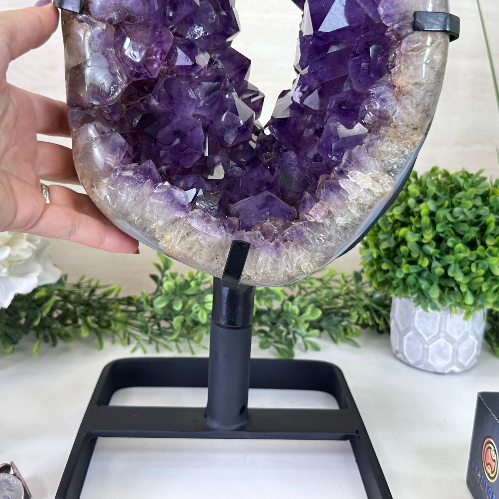 Extra Plus Quality Amethyst Portal, Metal Stand, 25.2 lbs & 17" Tall #5604 - 0113 - Brazil GemsBrazil GemsExtra Plus Quality Amethyst Portal, Metal Stand, 25.2 lbs & 17" Tall #5604 - 0113Portals on Rotating Bases5604 - 0113