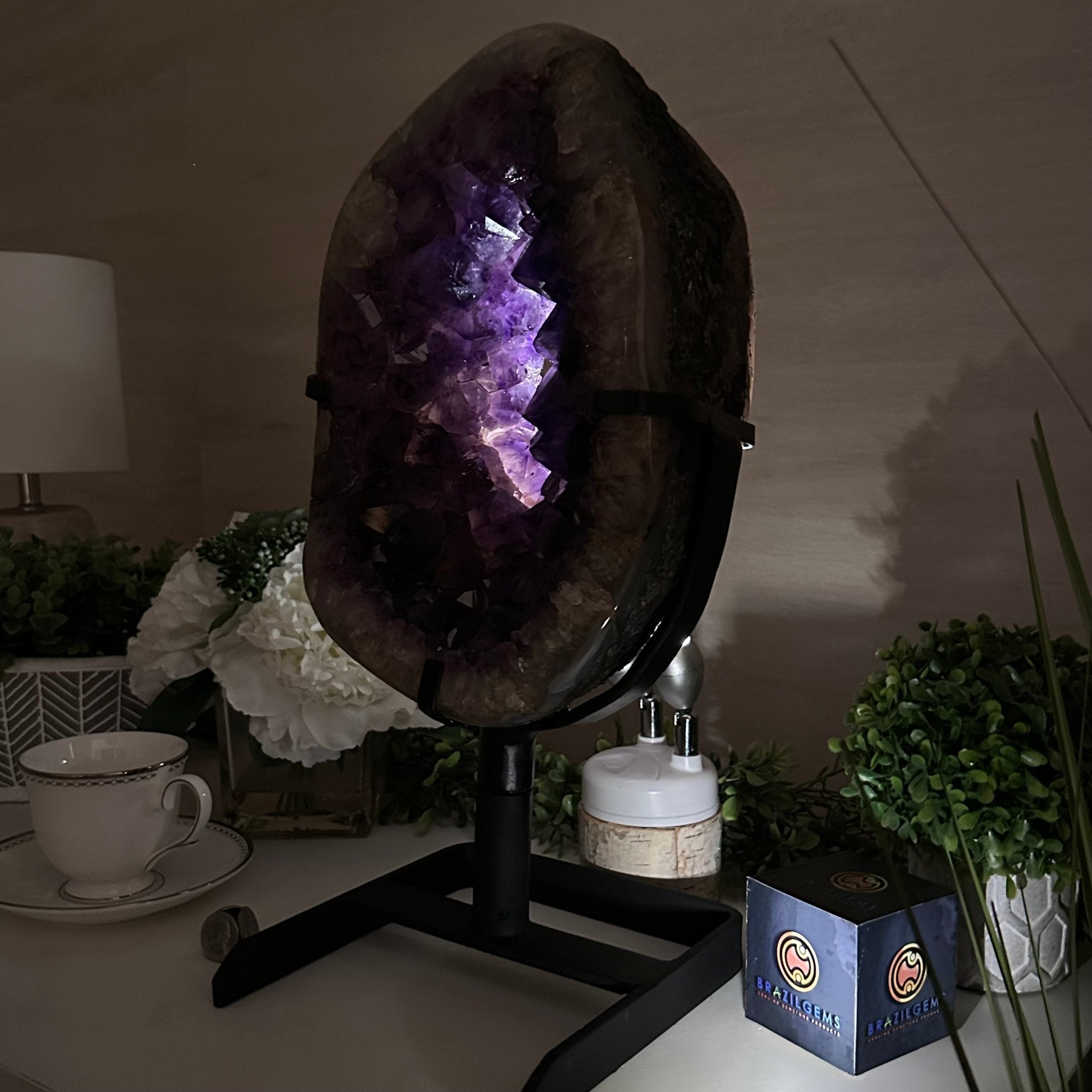 Extra Plus Quality Amethyst Portal, Metal Stand, 25.2 lbs & 17" Tall #5604 - 0113 - Brazil GemsBrazil GemsExtra Plus Quality Amethyst Portal, Metal Stand, 25.2 lbs & 17" Tall #5604 - 0113Portals on Rotating Bases5604 - 0113