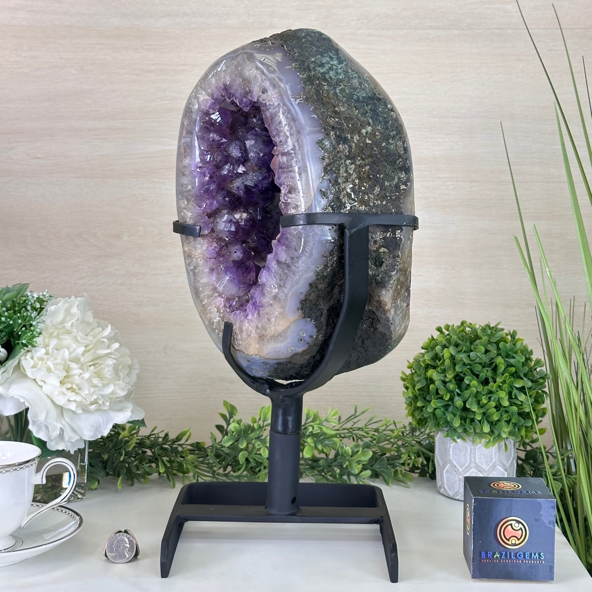 Extra Plus Quality Amethyst Portal, Metal Stand, 25.2 lbs & 17" Tall #5604 - 0113 - Brazil GemsBrazil GemsExtra Plus Quality Amethyst Portal, Metal Stand, 25.2 lbs & 17" Tall #5604 - 0113Portals on Rotating Bases5604 - 0113