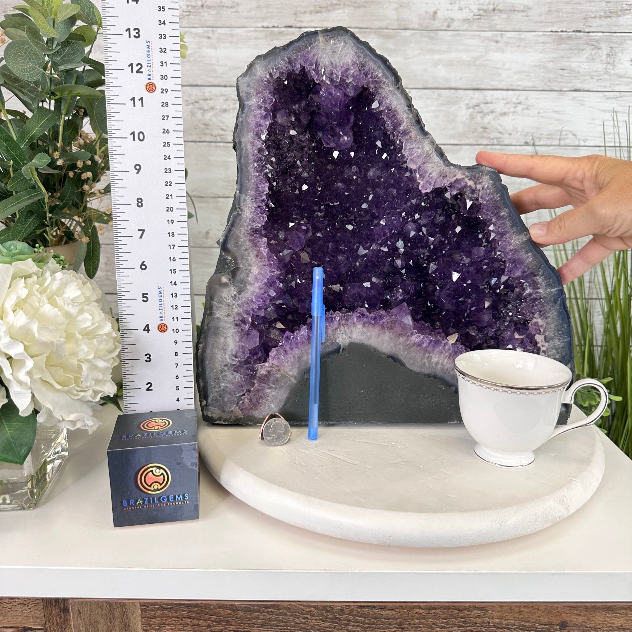 Extra Plus Quality Brazilian Amethyst Cathedral, 32.6 lbs & 13.1" Tall, Model #5601-0876 by Brazil Gems - Brazil GemsBrazil GemsExtra Plus Quality Brazilian Amethyst Cathedral, 32.6 lbs & 13.1" Tall, Model #5601-0876 by Brazil GemsCathedrals5601-0876
