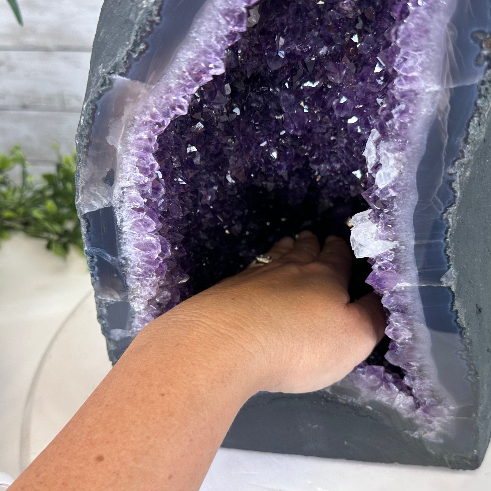 Extra Plus Quality Brazilian Amethyst Cathedral, 33.7 lbs & 14.5" Tall, Model #5601-0877 by Brazil Gems - Brazil GemsBrazil GemsExtra Plus Quality Brazilian Amethyst Cathedral, 33.7 lbs & 14.5" Tall, Model #5601-0877 by Brazil GemsCathedrals5601-0877