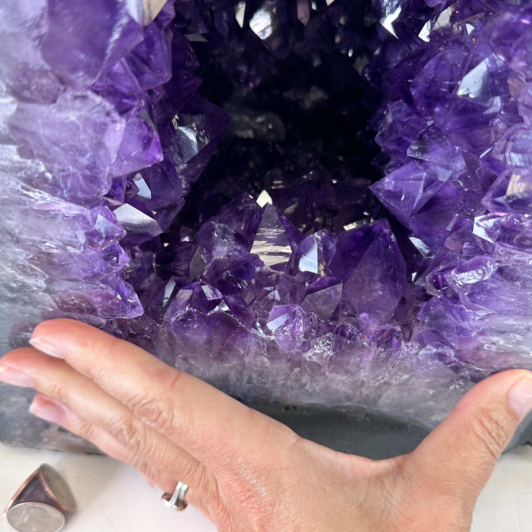Extra Plus Quality Brazilian Amethyst Cathedral, 74.2 lbs & 19.1" Tall, Model #5601-0884 by Brazil Gems - Brazil GemsBrazil GemsExtra Plus Quality Brazilian Amethyst Cathedral, 74.2 lbs & 19.1" Tall, Model #5601-0884 by Brazil GemsCathedrals5601-0884