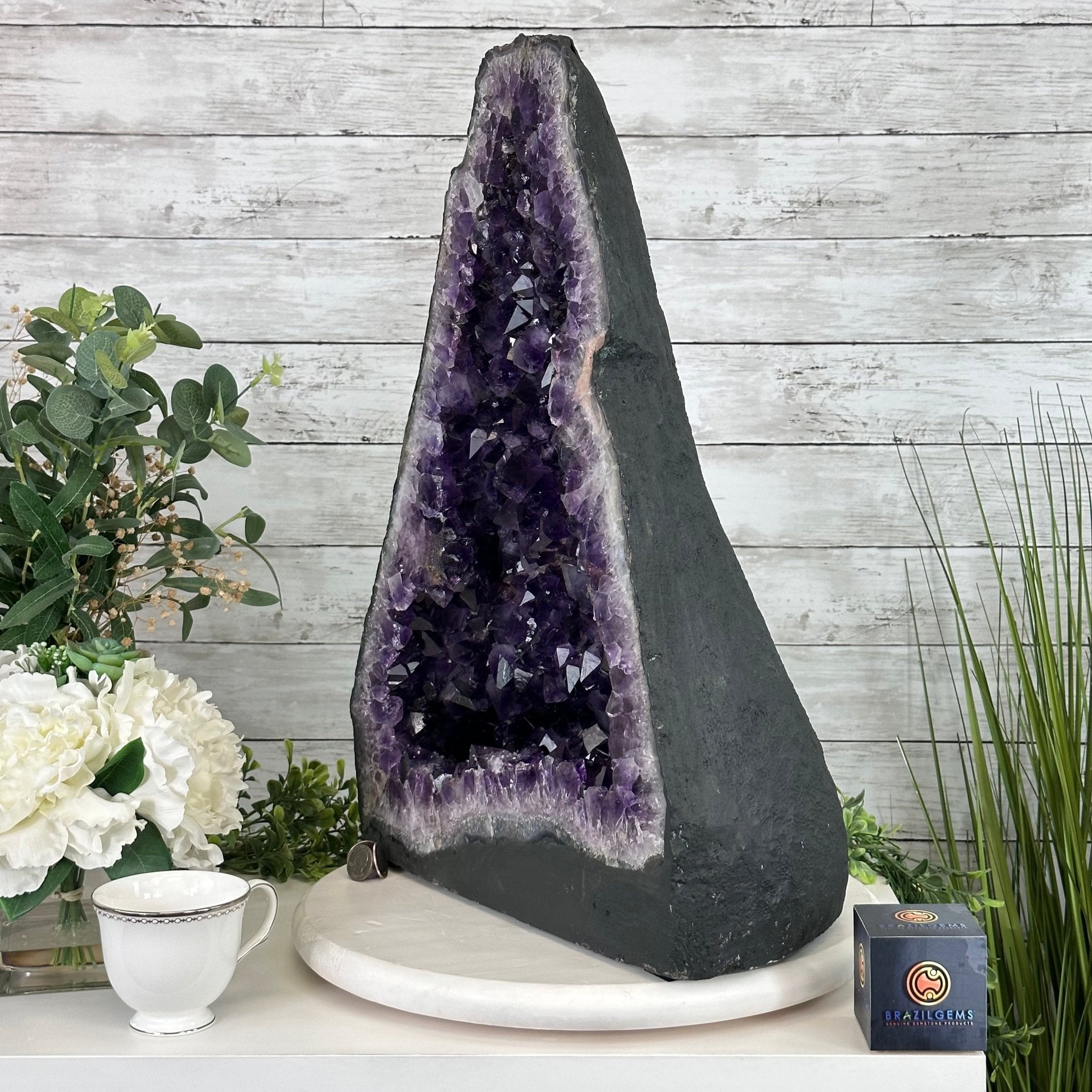 Extra Plus Quality Brazilian Amethyst Cathedral, 74.4 lbs & 21" Tall, Model #5601-0885 by Brazil Gems - Brazil GemsBrazil GemsExtra Plus Quality Brazilian Amethyst Cathedral, 74.4 lbs & 21" Tall, Model #5601-0885 by Brazil GemsCathedrals5601-0885