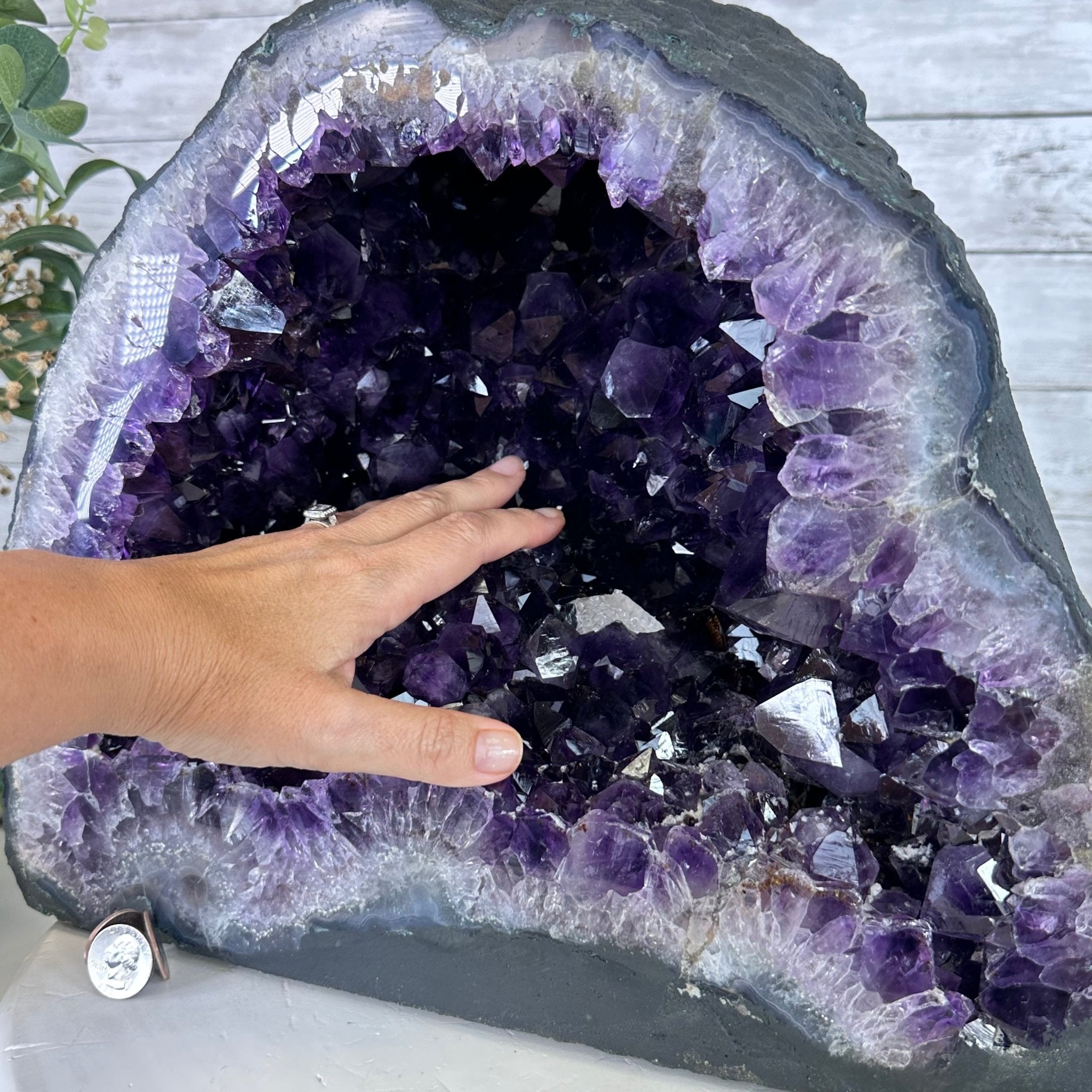Extra Plus Quality Brazilian Amethyst Cathedral, 74.7 lbs & 13.5" Tall, Model #5601-0886 by Brazil Gems - Brazil GemsBrazil GemsExtra Plus Quality Brazilian Amethyst Cathedral, 74.7 lbs & 13.5" Tall, Model #5601-0886 by Brazil GemsCathedrals5601-0886