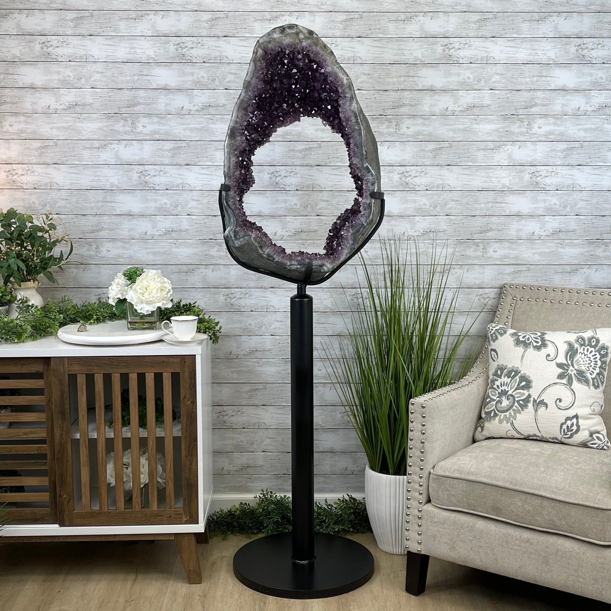 Extra Plus Quality Brazilian Amethyst Crystal Portal on a Tall Rotating Stand, 130.1 lbs & 70" tall Model #5604-0098 by Brazil Gems - Brazil GemsBrazil GemsExtra Plus Quality Brazilian Amethyst Crystal Portal on a Tall Rotating Stand, 130.1 lbs & 70" tall Model #5604-0098 by Brazil GemsPortals on Rotating Bases5604-0098