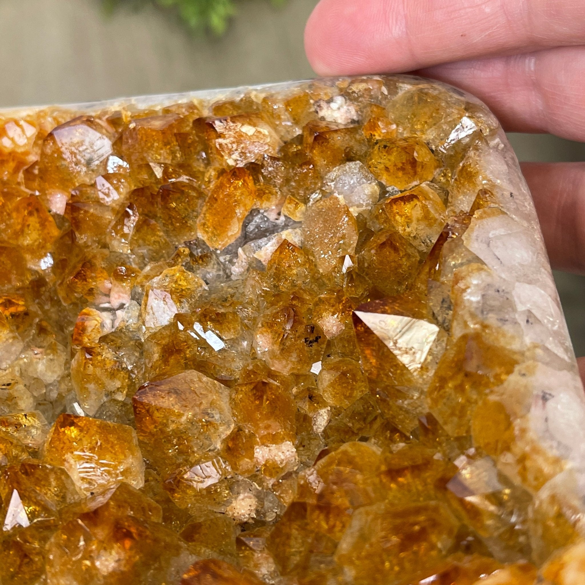 Extra Plus Quality Brazilian Citrine Geode Coffee Table, 53.3 lbs, 17.8" tall on metal base #1386-0017 by Brazil Gems - Brazil GemsBrazil GemsExtra Plus Quality Brazilian Citrine Geode Coffee Table, 53.3 lbs, 17.8" tall on metal base #1386-0017 by Brazil GemsTables: Coffee1386-0017