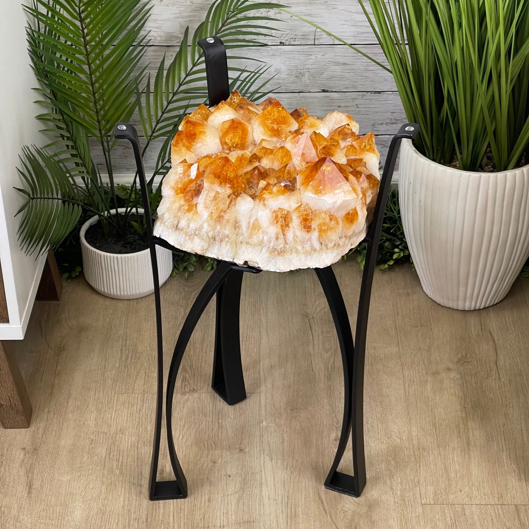 Extra Plus Quality Brazilian Citrine Geode Side Table, 46.1 lbs, 24" tall on a metal base #1392-0008 by Brazil Gems - Brazil GemsBrazil GemsExtra Plus Quality Brazilian Citrine Geode Side Table, 46.1 lbs, 24" tall on a metal base #1392-0008 by Brazil GemsTables: Side1392-0008