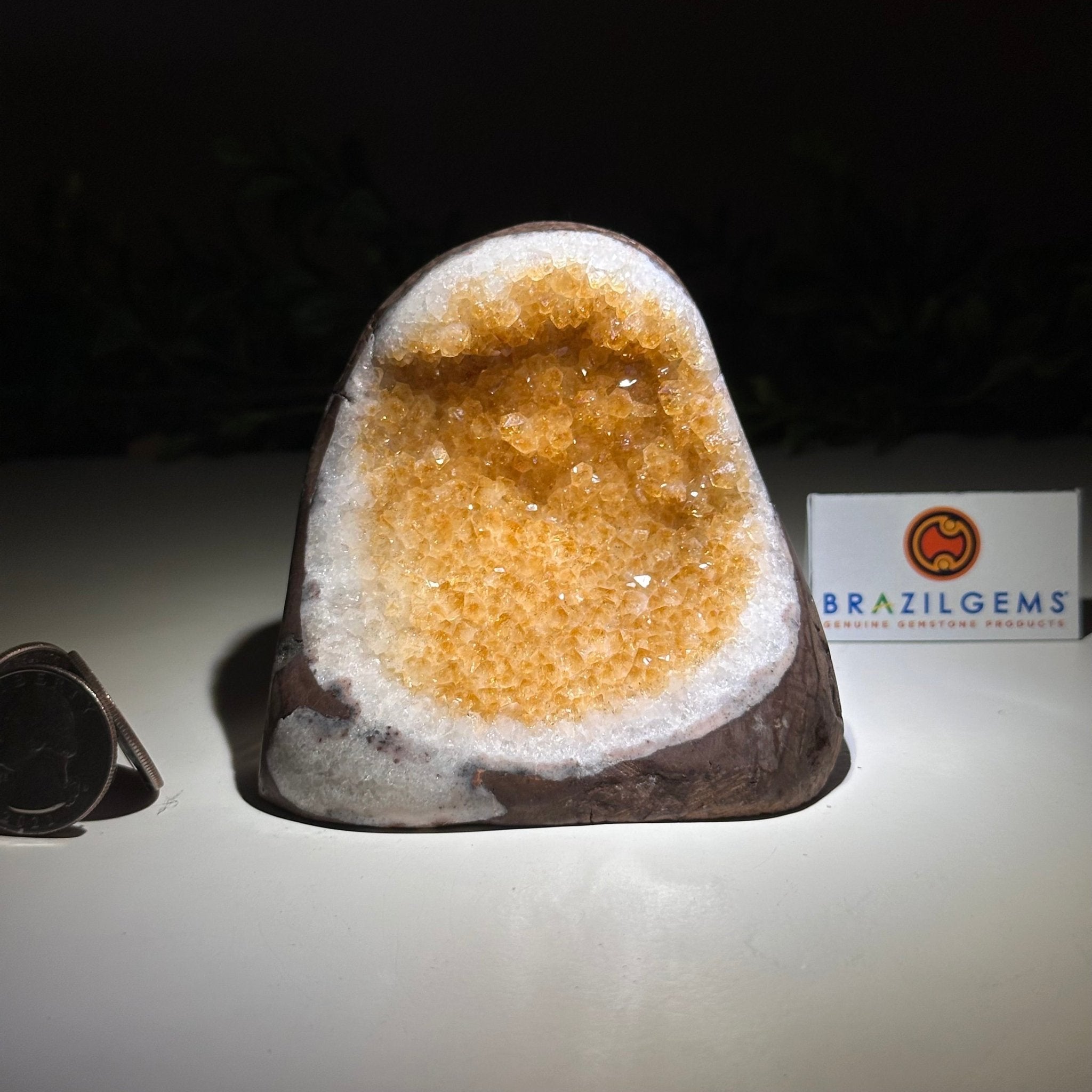 Extra Plus Quality Citrine Cluster w/ flat base, 3.1" Tall 5612 - 0196 - Brazil GemsBrazil GemsExtra Plus Quality Citrine Cluster w/ flat base, 3.1" Tall 5612 - 0196Small Clusters with Flat Bases5612 - 0196