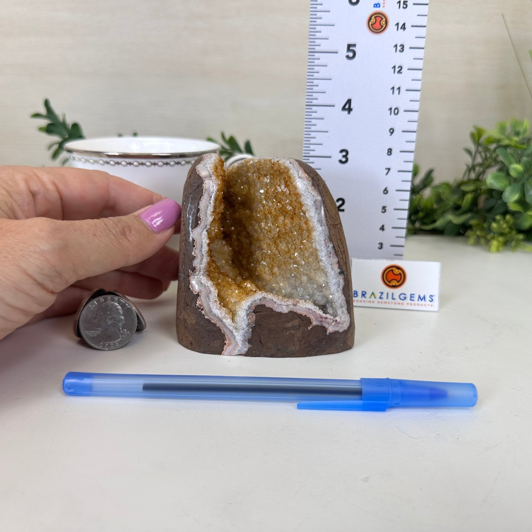 Extra Plus Quality Citrine Cluster w/ flat base, 3.3" Tall 5612 - 0216 - Brazil GemsBrazil GemsExtra Plus Quality Citrine Cluster w/ flat base, 3.3" Tall 5612 - 0216Small Clusters with Flat Bases5612 - 0216
