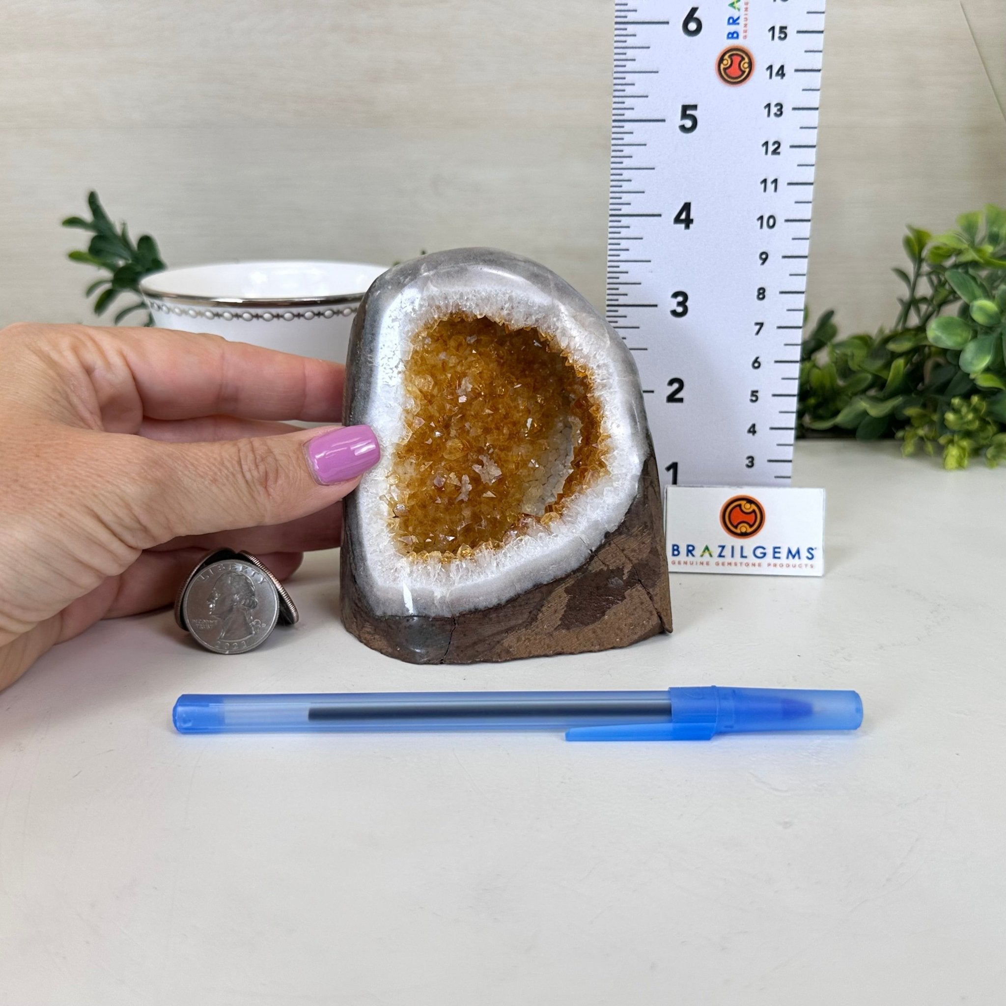 Extra Plus Quality Citrine Cluster w/ flat base, 3.9" Tall 5612 - 0227 - Brazil GemsBrazil GemsExtra Plus Quality Citrine Cluster w/ flat base, 3.9" Tall 5612 - 0227Small Clusters with Flat Bases5612 - 0227
