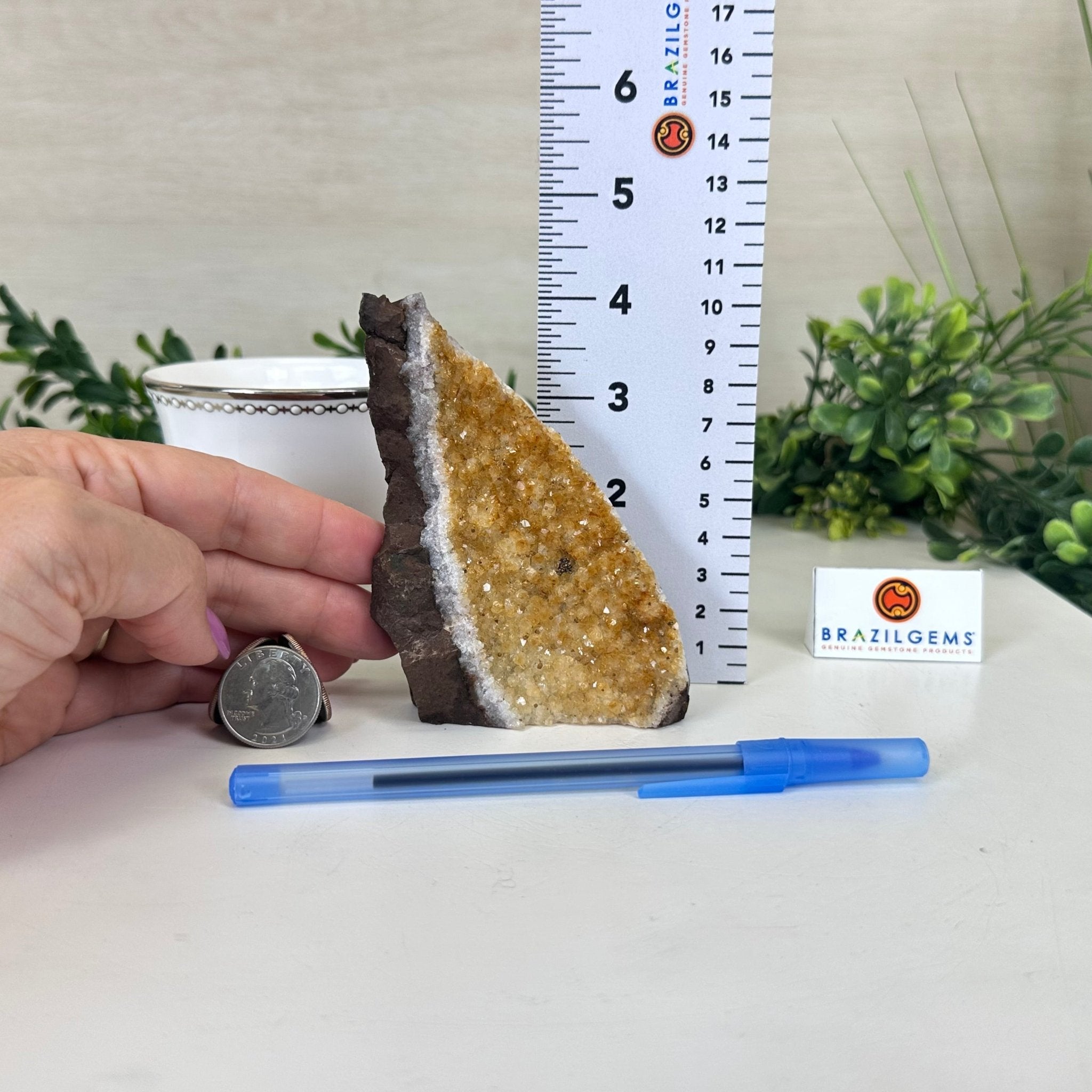 Extra Plus Quality Citrine Cluster w/ flat base, 4.1" Tall 5612 - 0177 - Brazil GemsBrazil GemsExtra Plus Quality Citrine Cluster w/ flat base, 4.1" Tall 5612 - 0177Small Clusters with Flat Bases5612 - 0177