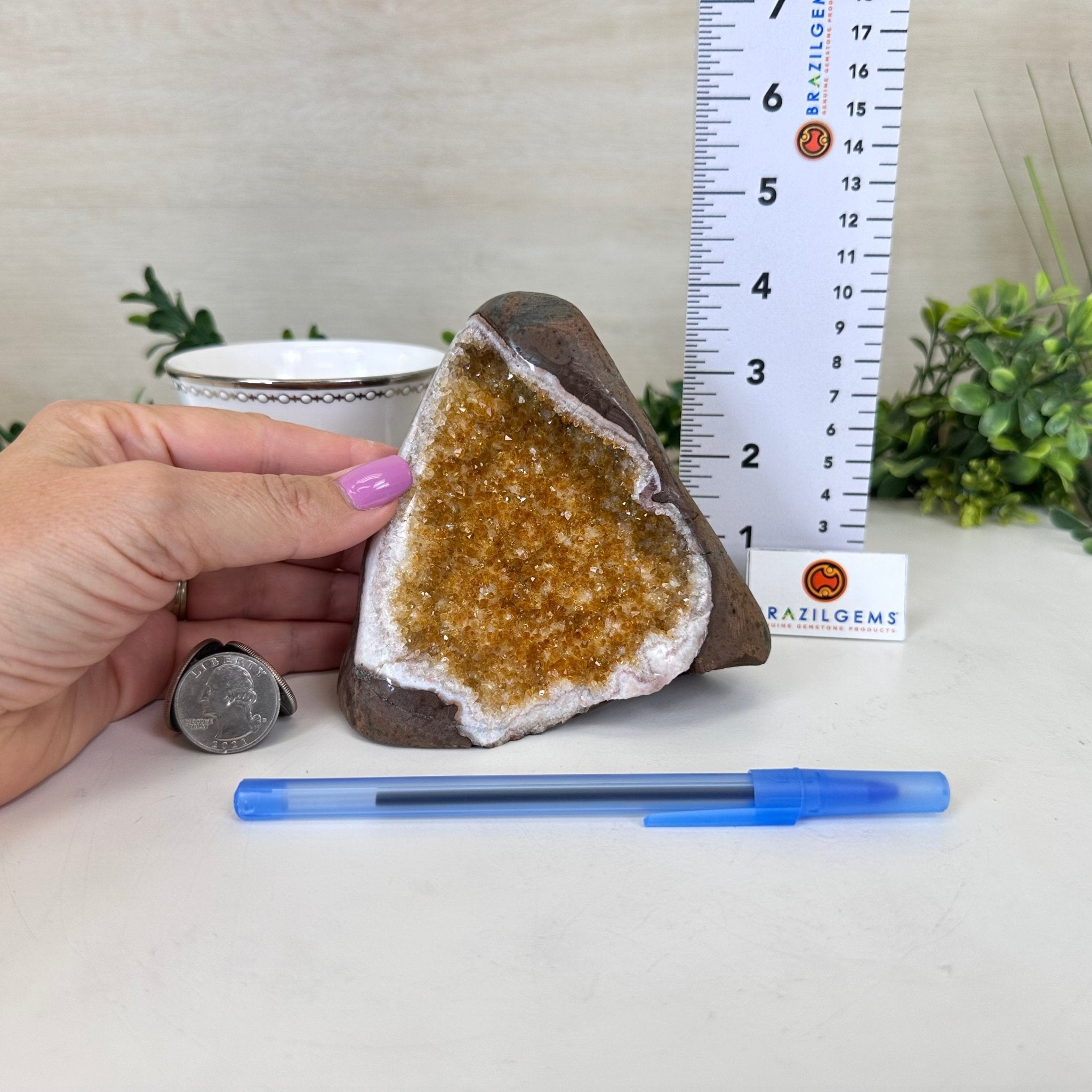 Extra Plus Quality Citrine Cluster w/ flat base, 4.1" Tall 5612 - 0218 - Brazil GemsBrazil GemsExtra Plus Quality Citrine Cluster w/ flat base, 4.1" Tall 5612 - 0218Small Clusters with Flat Bases5612 - 0218