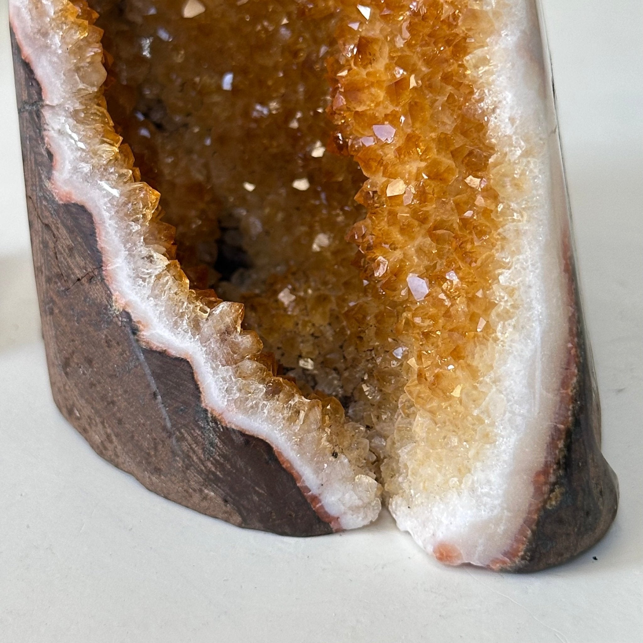 Extra Plus Quality Citrine Cluster w/ flat base, 4.2" Tall 5612 - 0201 - Brazil GemsBrazil GemsExtra Plus Quality Citrine Cluster w/ flat base, 4.2" Tall 5612 - 0201Small Clusters with Flat Bases5612 - 0201