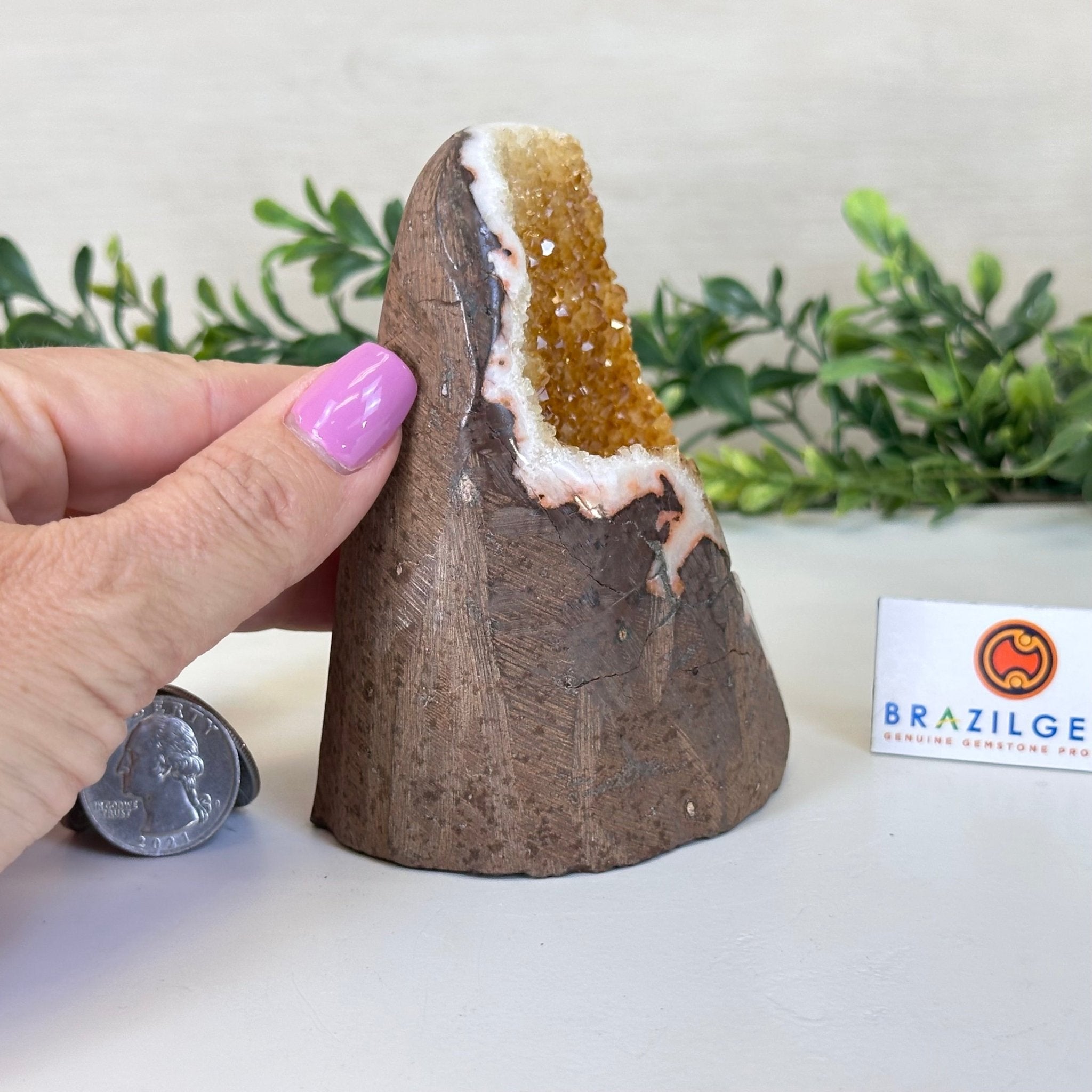 Extra Plus Quality Citrine Cluster w/ flat base, 4.2" Tall 5612 - 0201 - Brazil GemsBrazil GemsExtra Plus Quality Citrine Cluster w/ flat base, 4.2" Tall 5612 - 0201Small Clusters with Flat Bases5612 - 0201