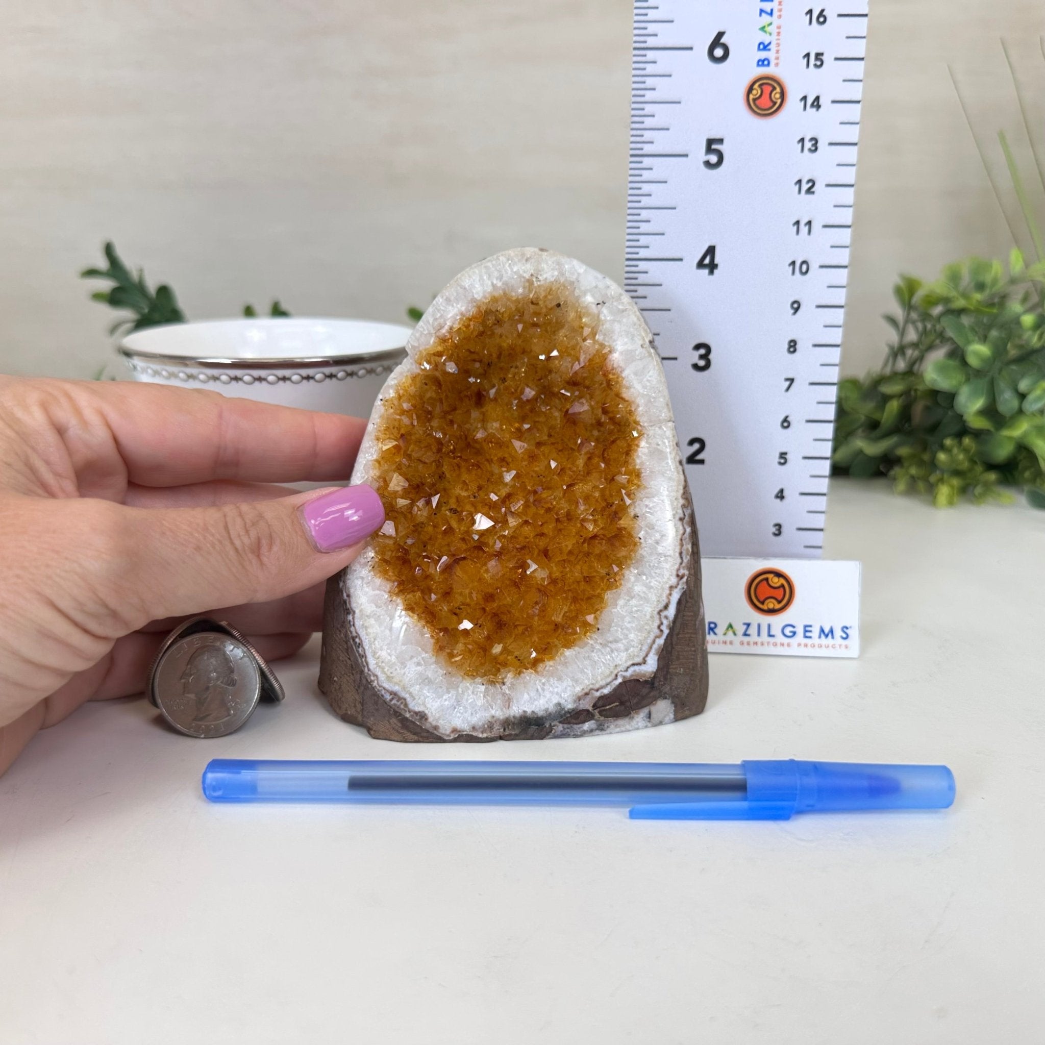 Extra Plus Quality Citrine Cluster w/ flat base, 4.2" Tall 5612 - 0220 - Brazil GemsBrazil GemsExtra Plus Quality Citrine Cluster w/ flat base, 4.2" Tall 5612 - 0220Small Clusters with Flat Bases5612 - 0220