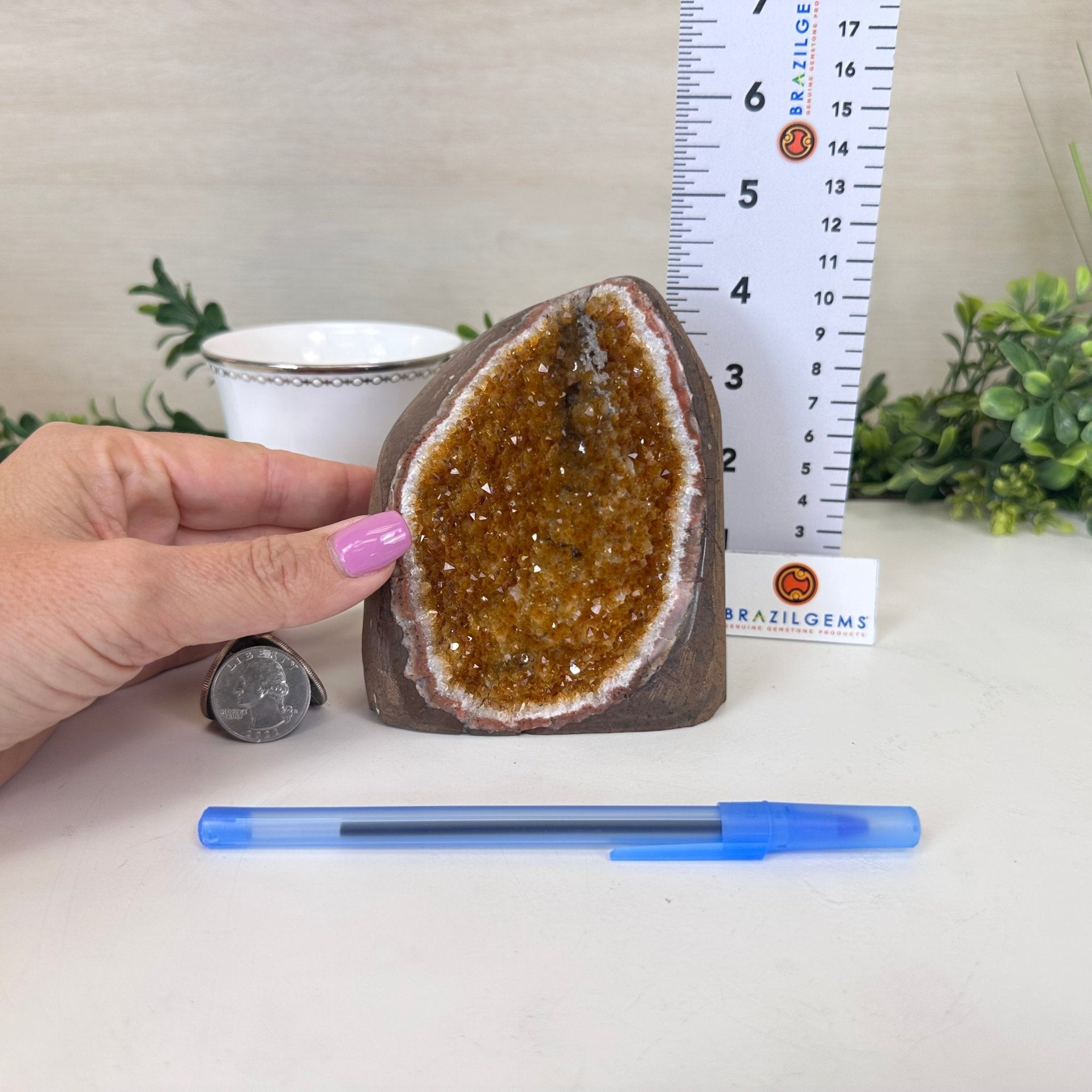 Extra Plus Quality Citrine Cluster w/ flat base, 4.4" Tall 5612 - 0232 - Brazil GemsBrazil GemsExtra Plus Quality Citrine Cluster w/ flat base, 4.4" Tall 5612 - 0232Small Clusters with Flat Bases5612 - 0232